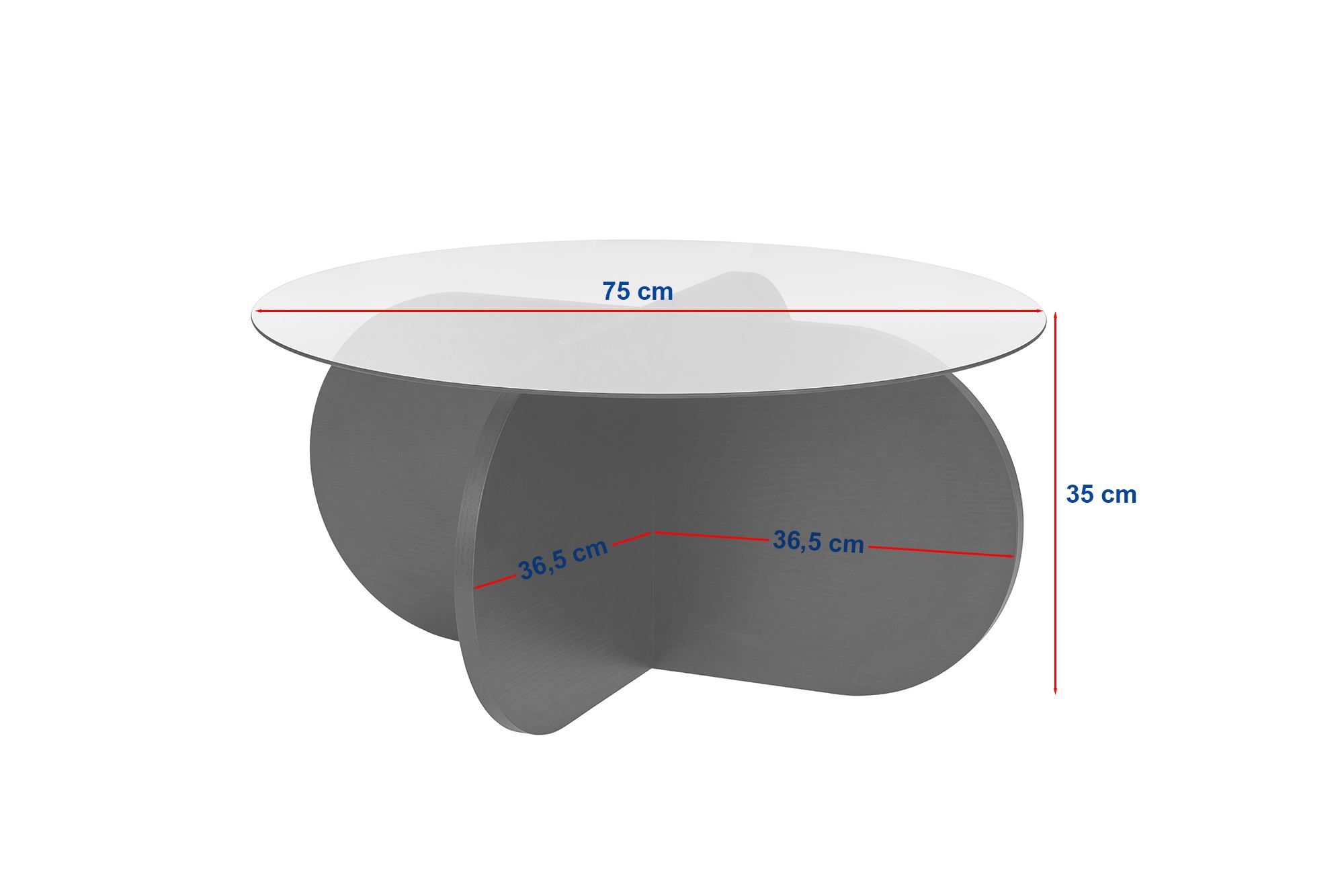 Aeris Couchtisch Saphir Eiche Transparent Ø75cm