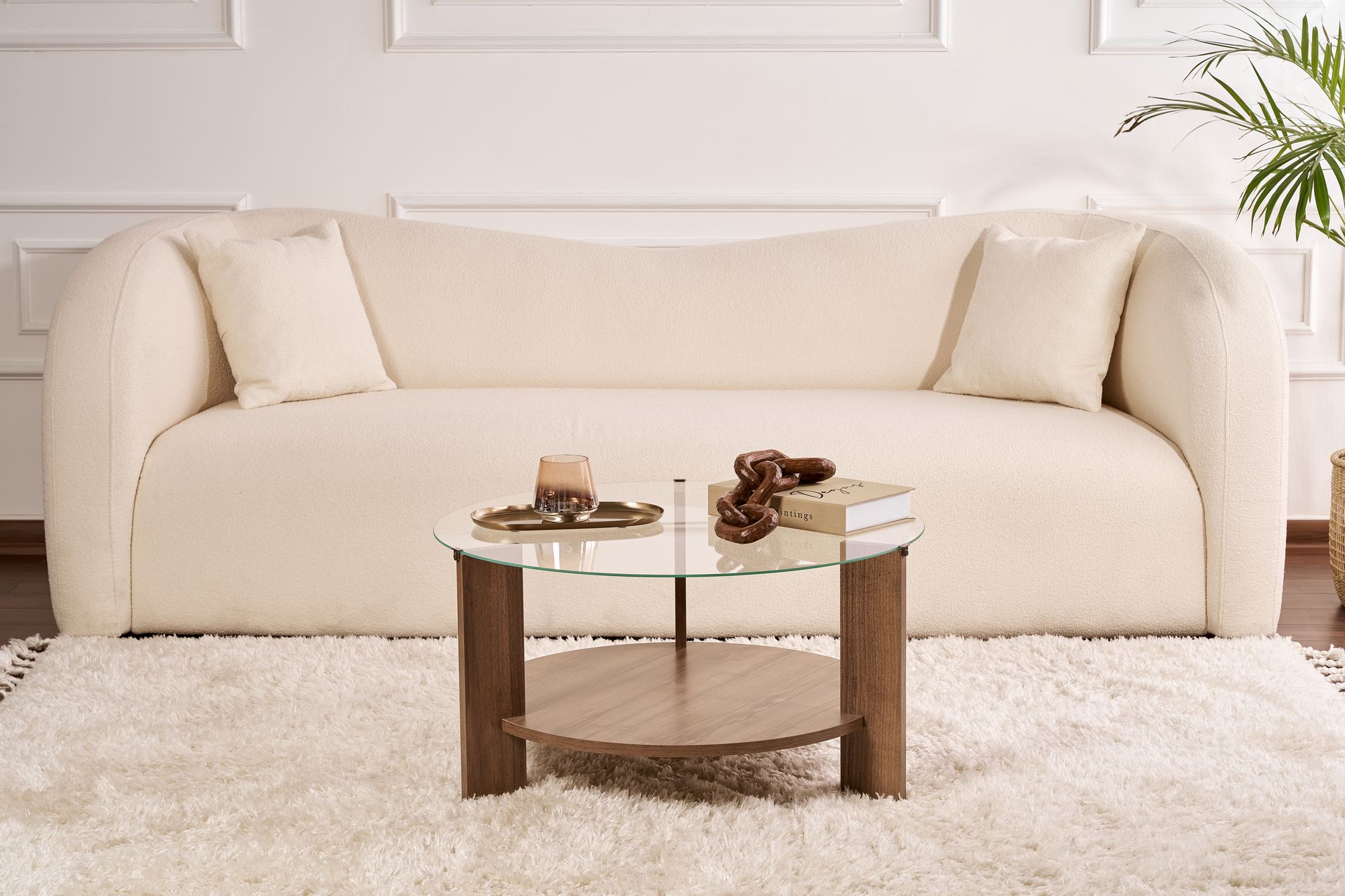 Clara Coffee table Walnut Transparent Ø75cm