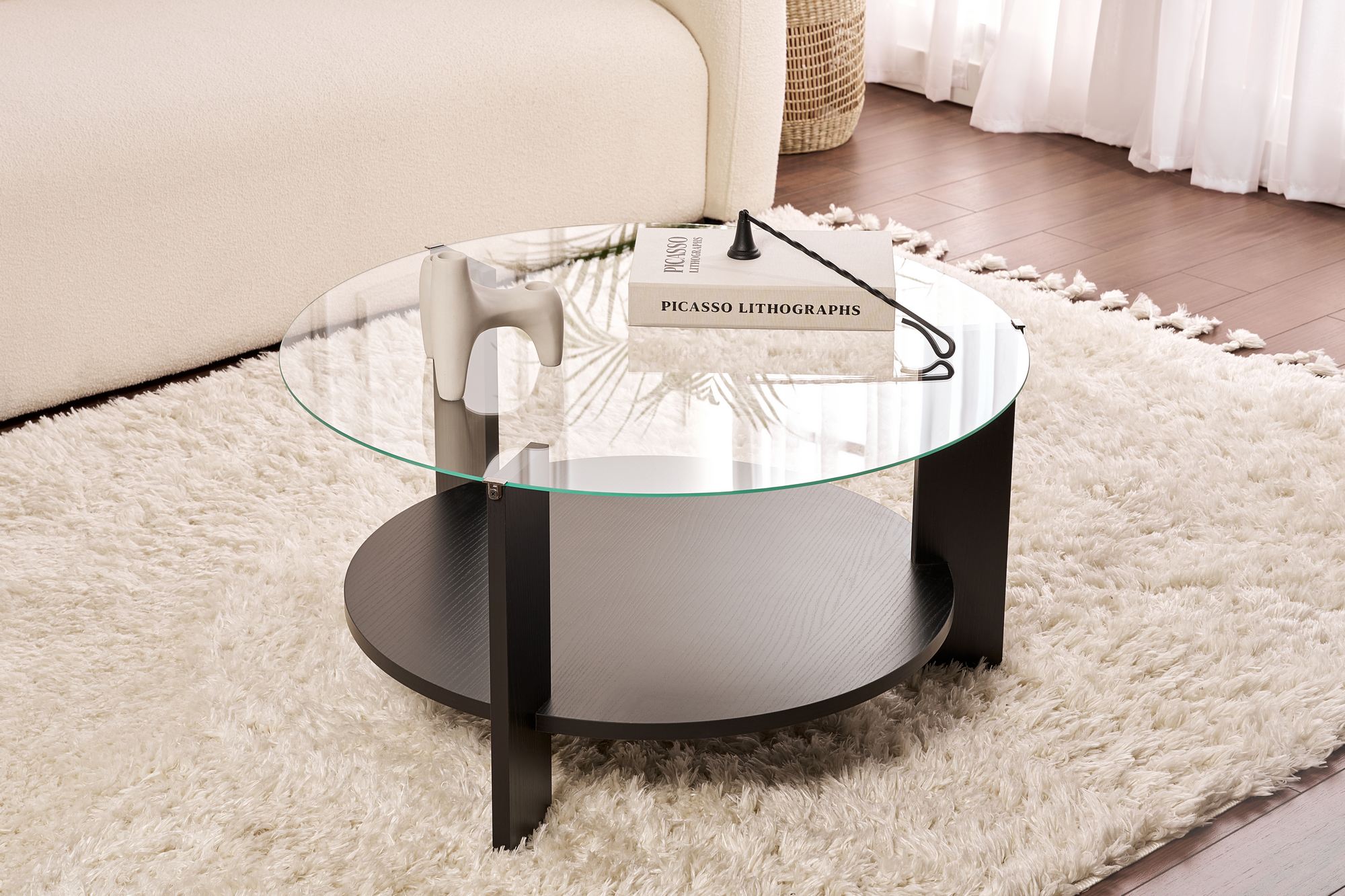 Clara Couchtisch Holzschwarz Transparent Ø75cm