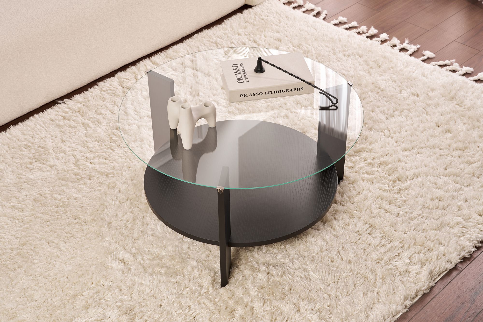 Clara Couchtisch Holzschwarz Transparent Ø75cm