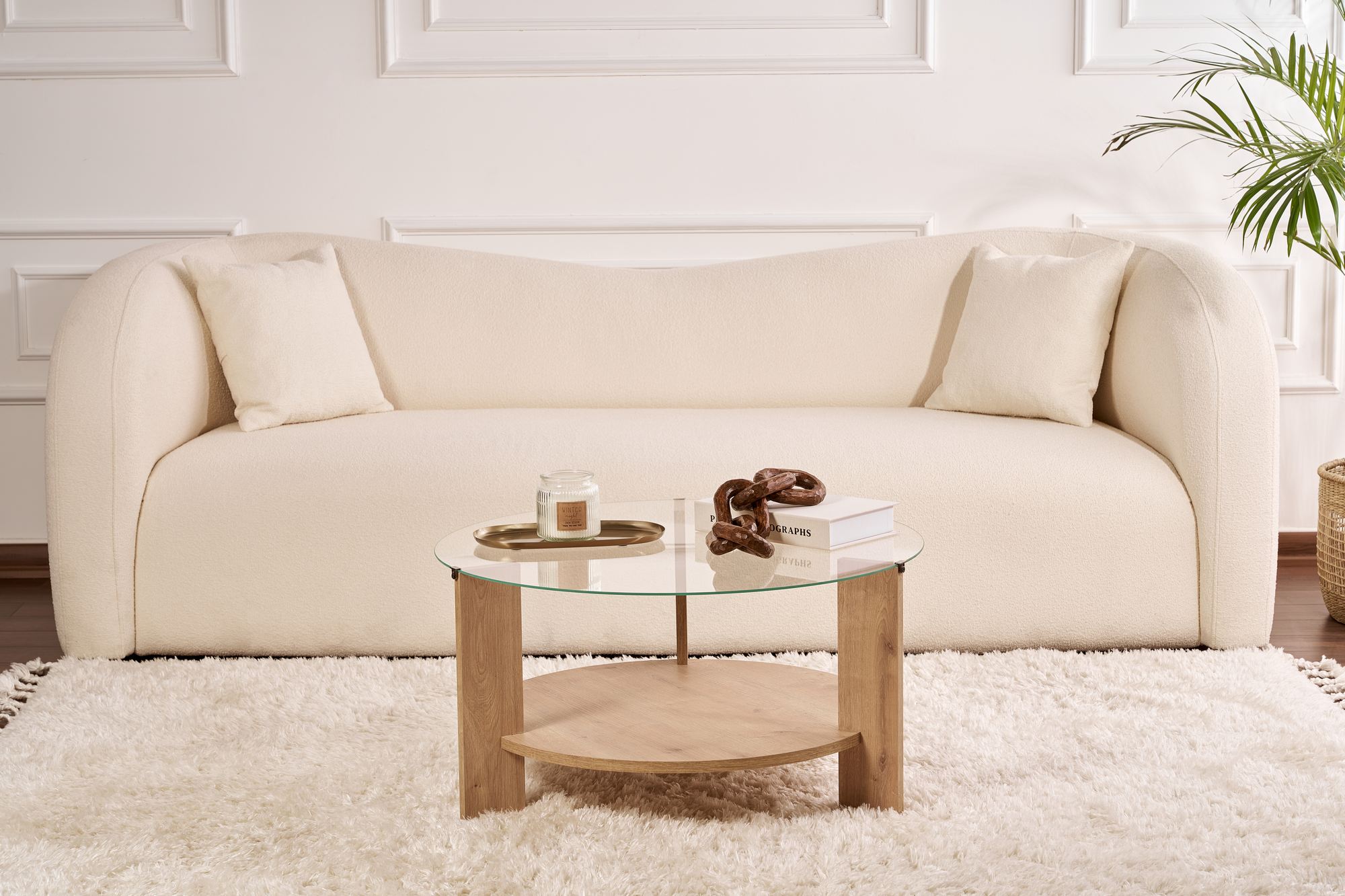 Clara Coffee Table Sapphire Oak Transparent Ø75cm