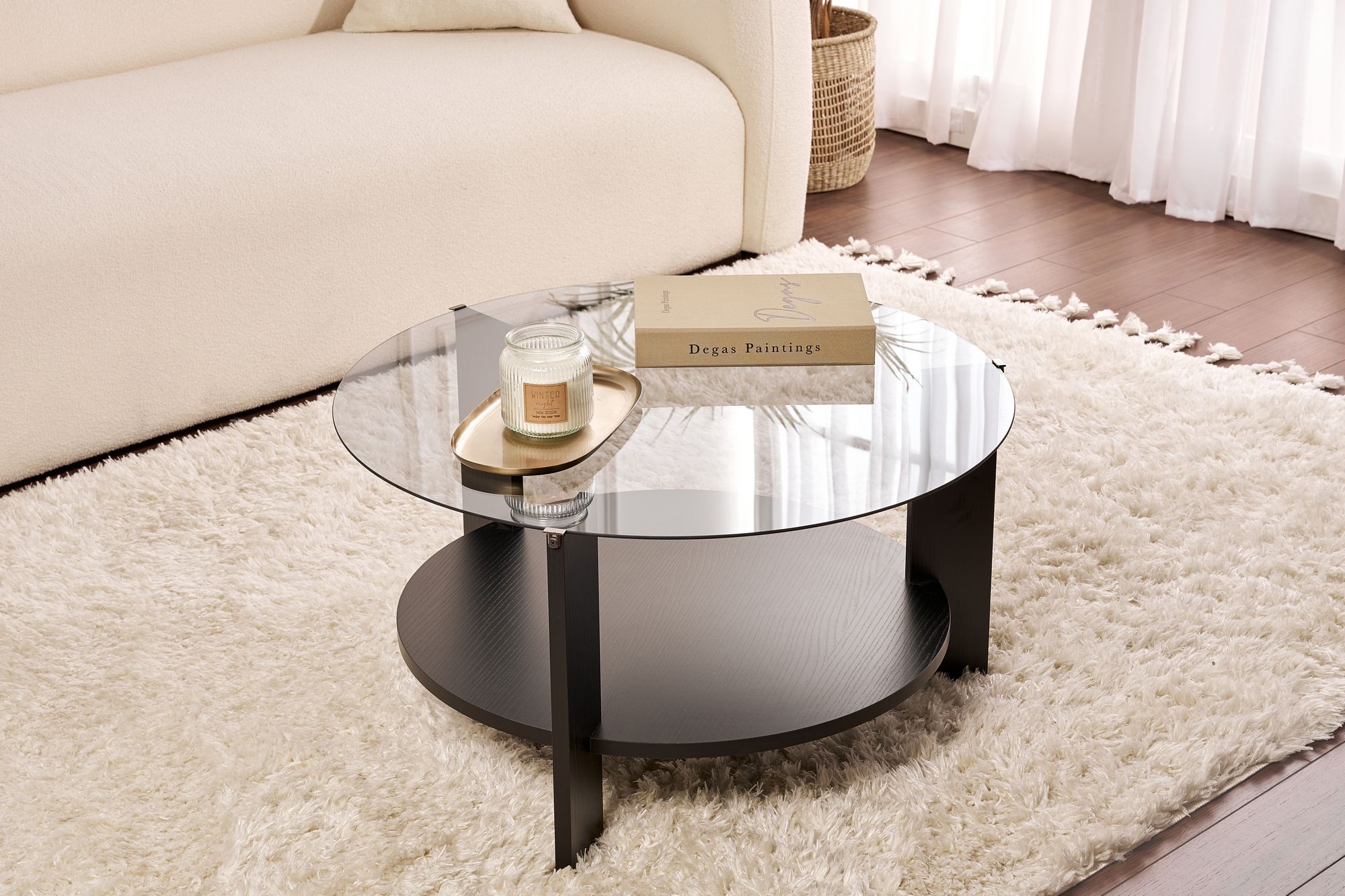 Clara Coffee table Woodblack Smoke Ø75cm