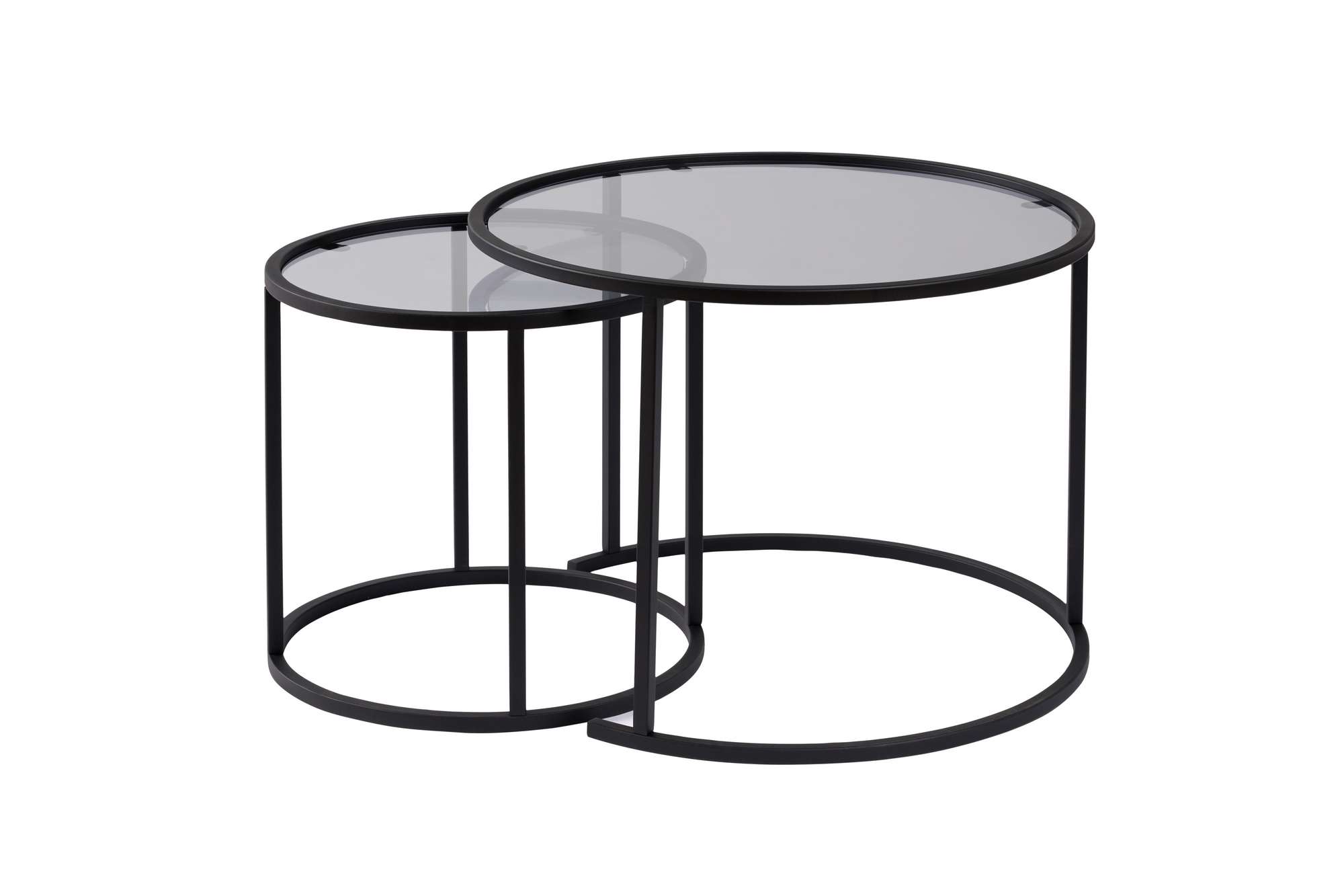 2x Gold Coffee Table Set Gold Transparent Ø80cm Ø60cm Ø42cm