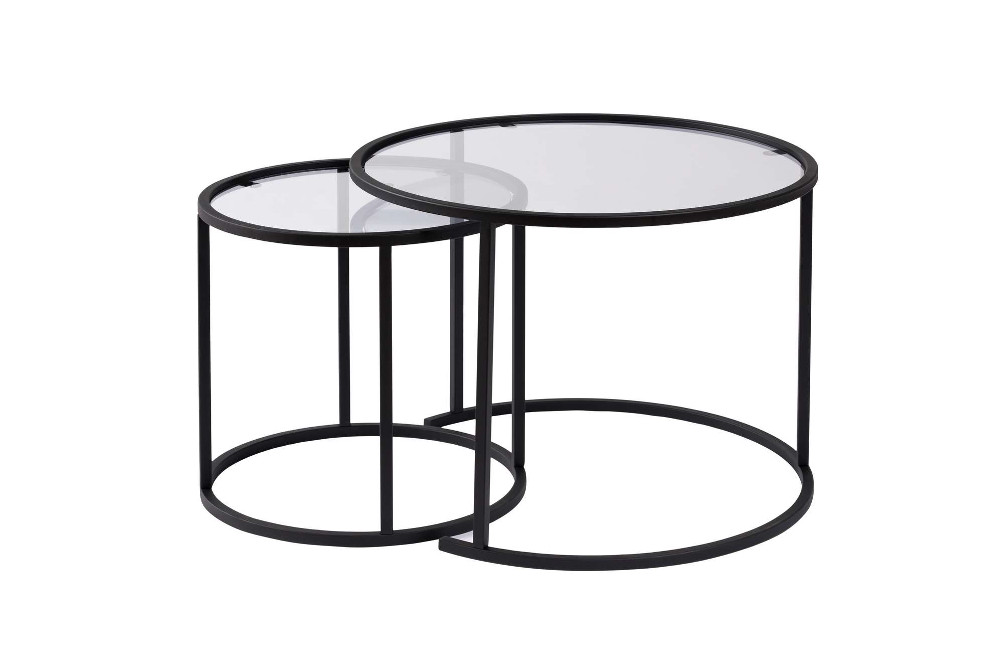 2x Gold Coffee Table Set Gold Transparent 80cm Ø60cm Ø42cm