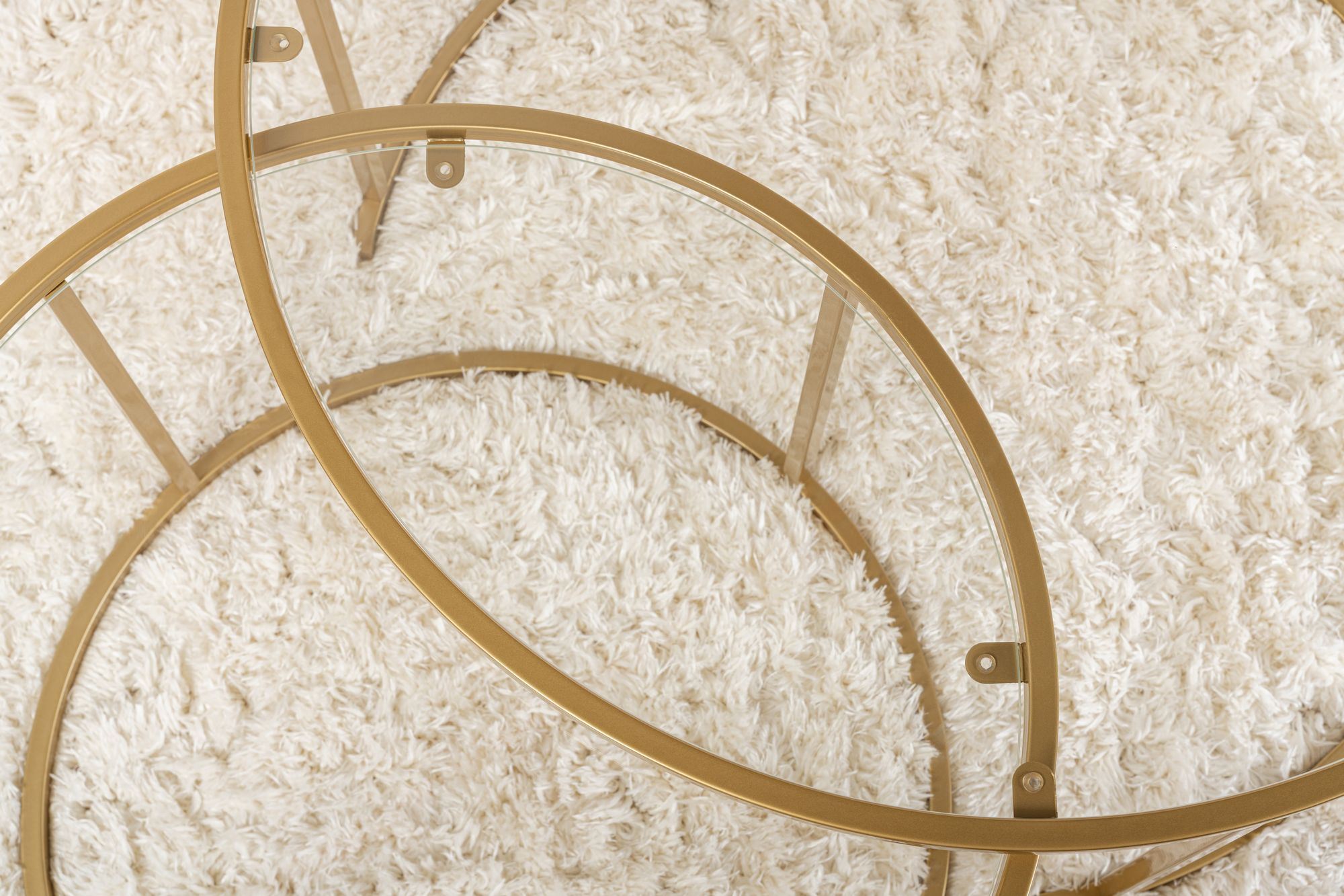 2x Aurum Coffee table set Gold Transparent Ø80cm Ø60cm