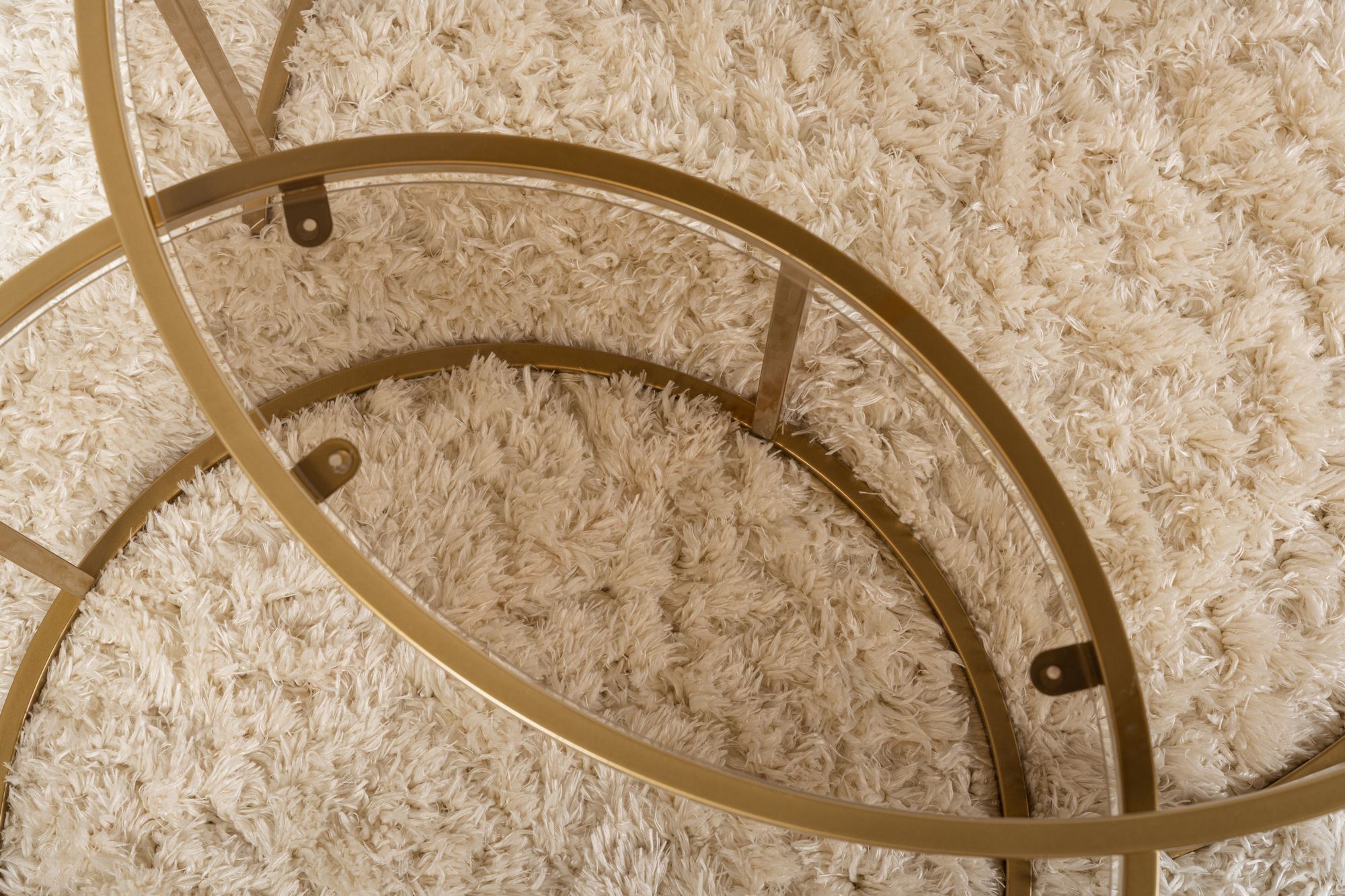2x Gold Coffee Table Set Gold Bronze Ø80cm Ø60cm