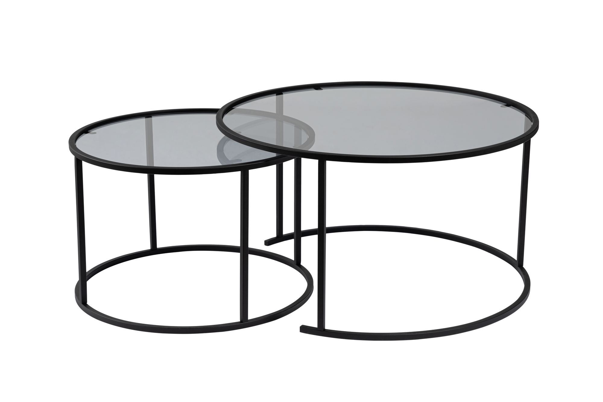 2x Aurum Couchtisch-Set Schwarz Grau Ø80cm Ø60cm