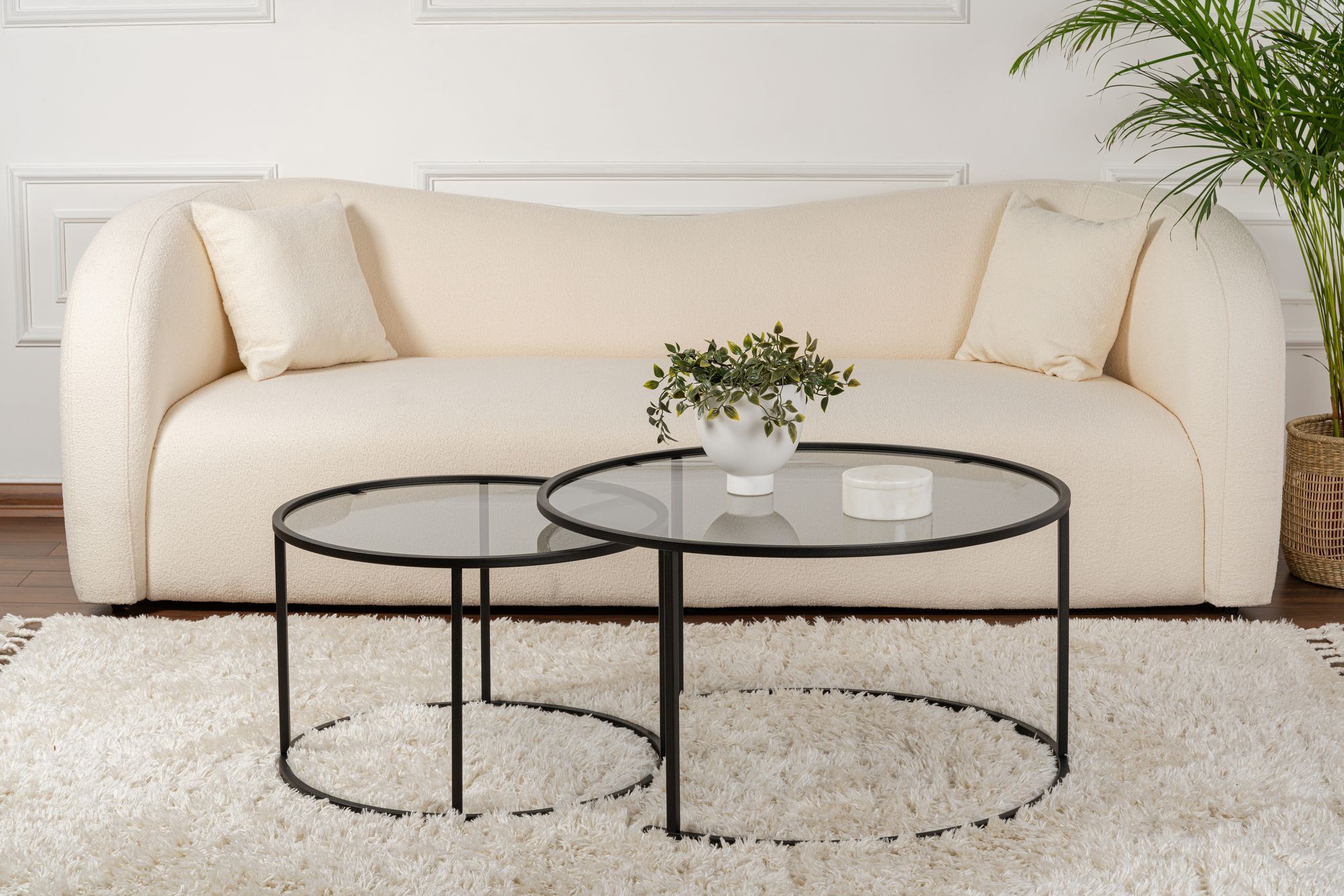 2x Aurum Coffee table set Black Grey Ø80cm Ø60cm