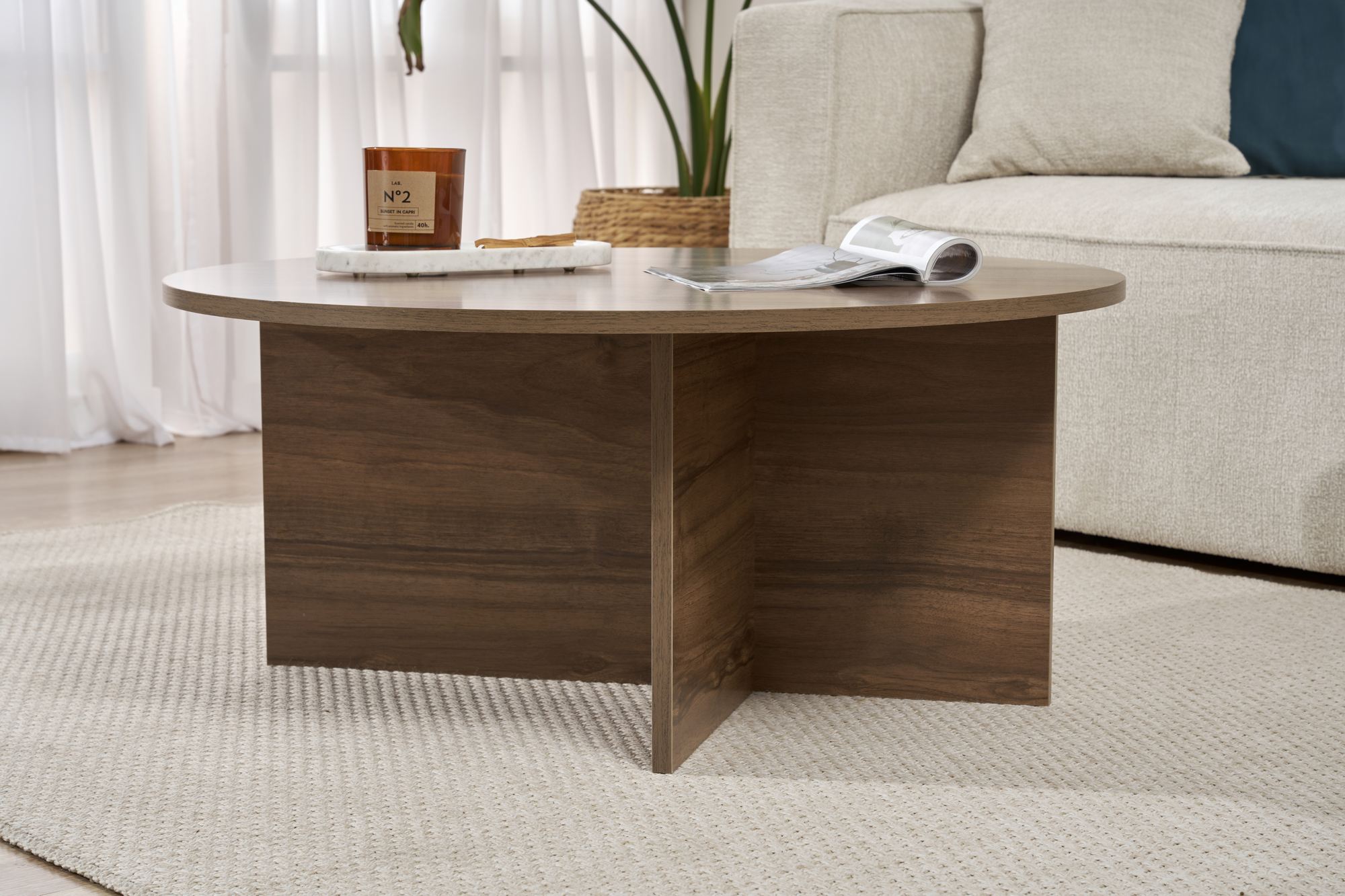 Soleil Couchtisch Walnuss Ø90 cm