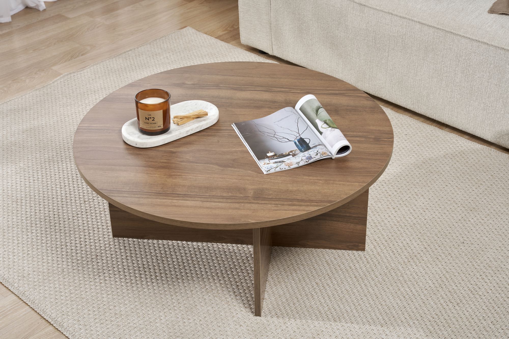 Soleil Coffee Table Walnut Ø90 cm