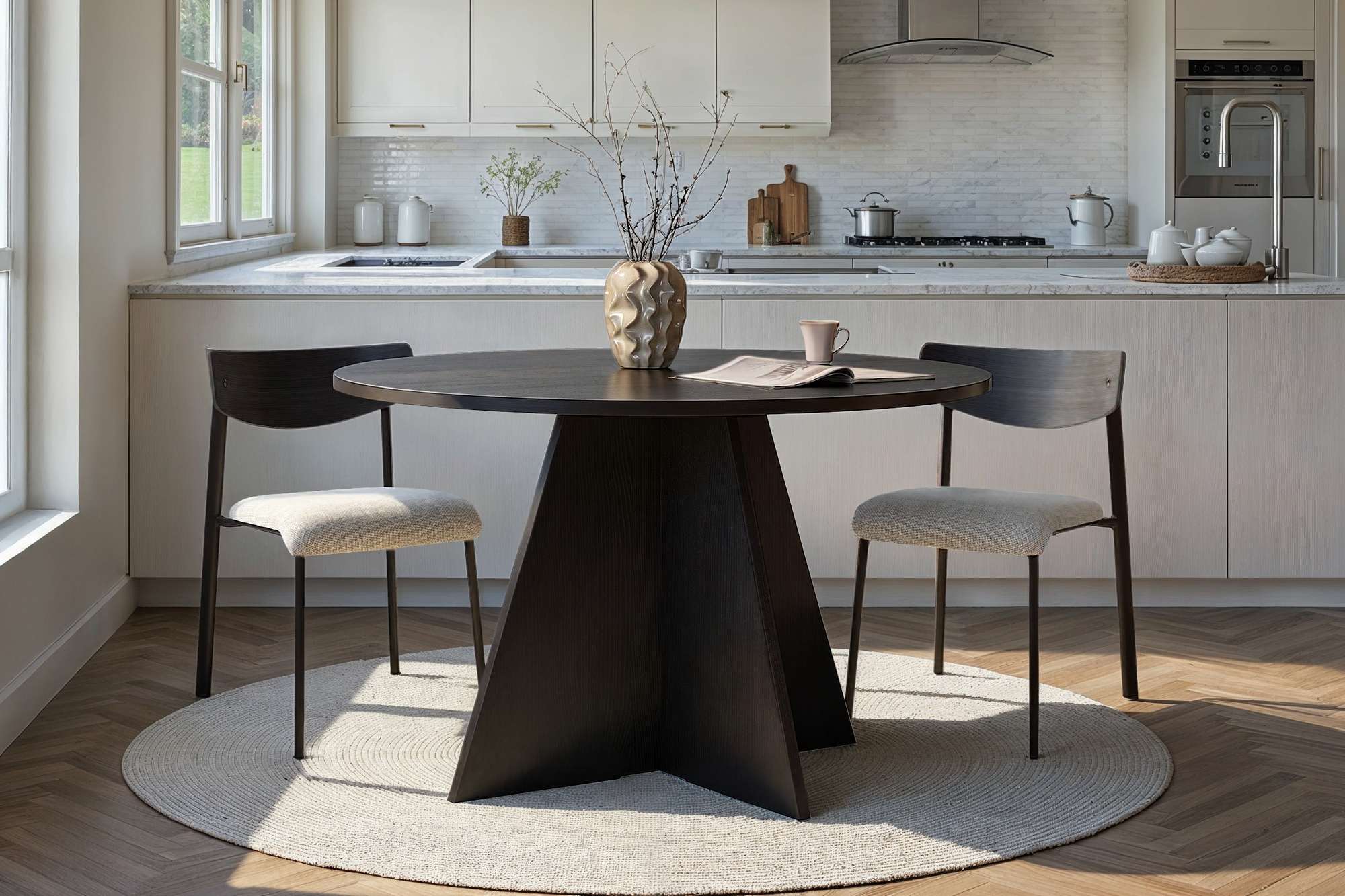 Virella Dining table wood black Ø120 cm