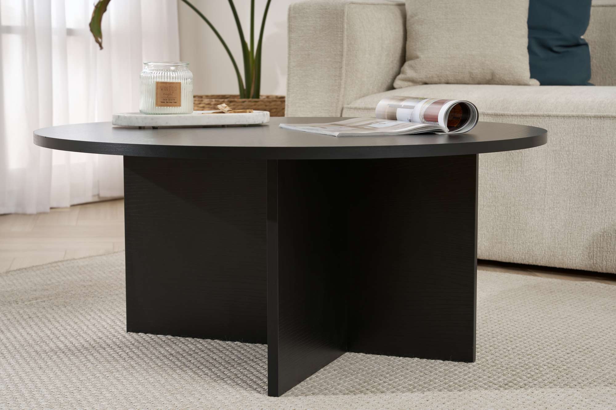 Soleil Coffee table woodblack Ø90 cm