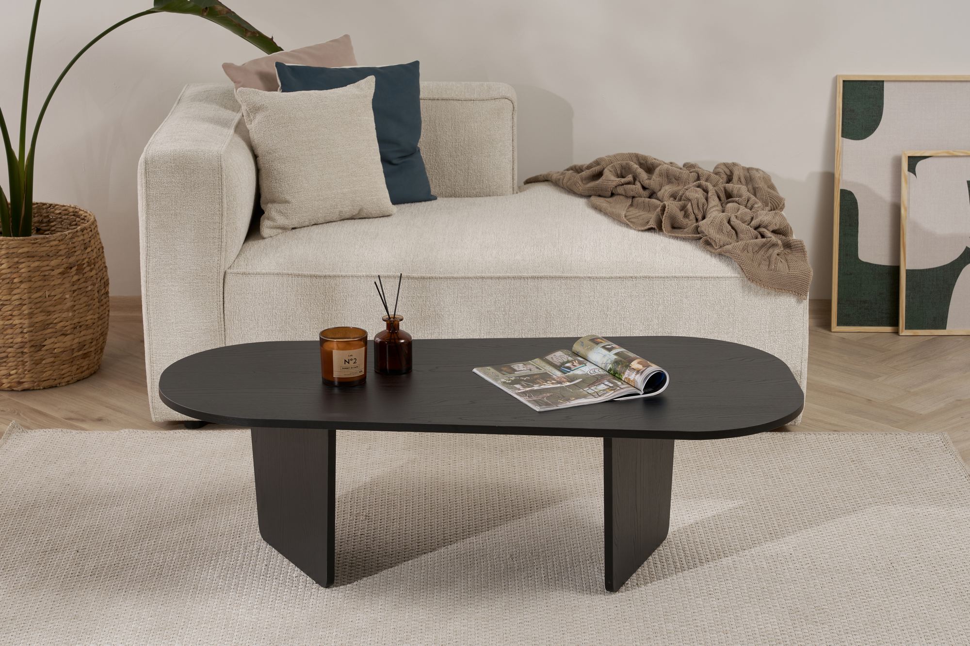Oval Coffee Table Wood Black