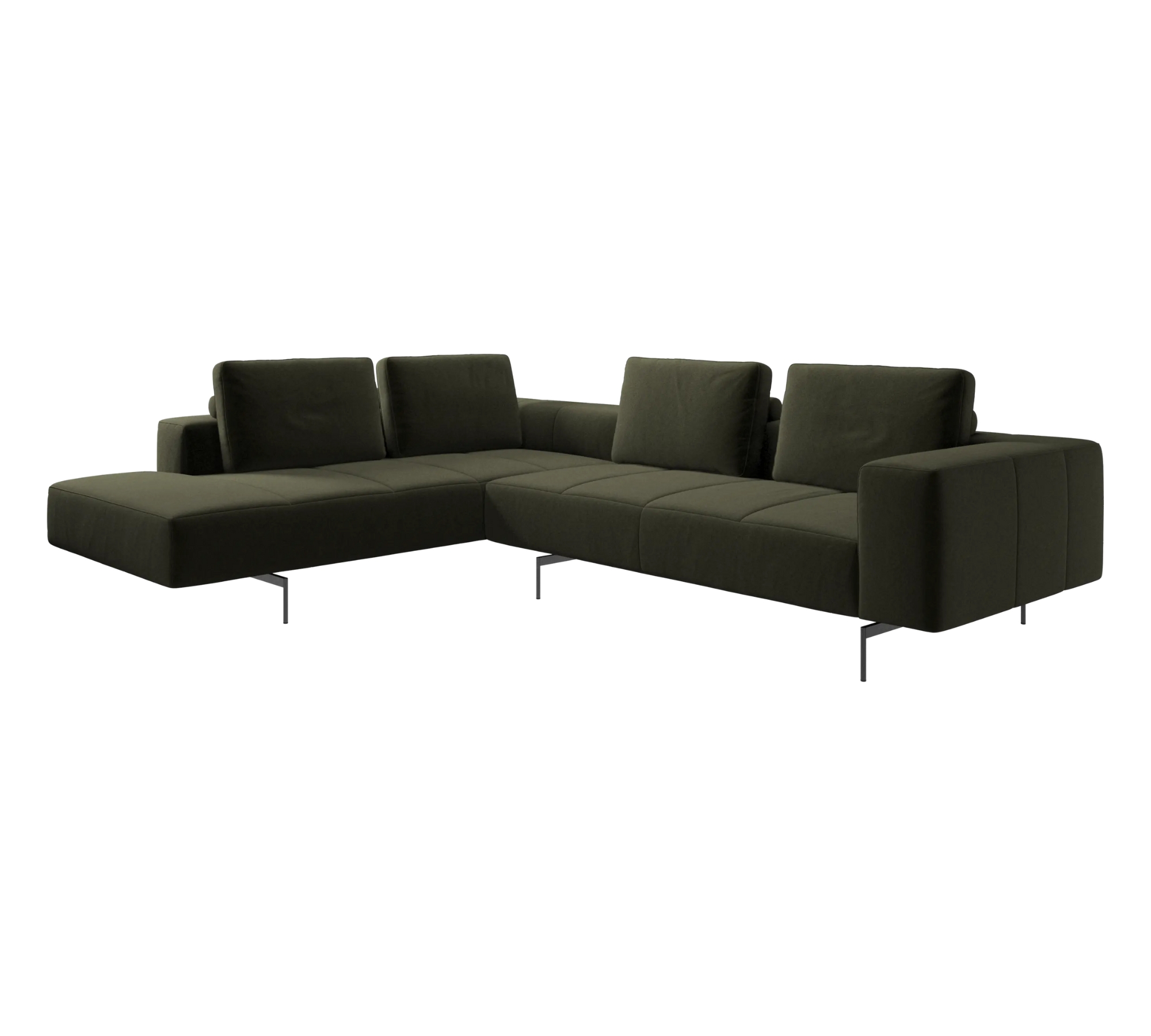 Amsterdam Ecksofa Links Samt 3134 Olivgrün