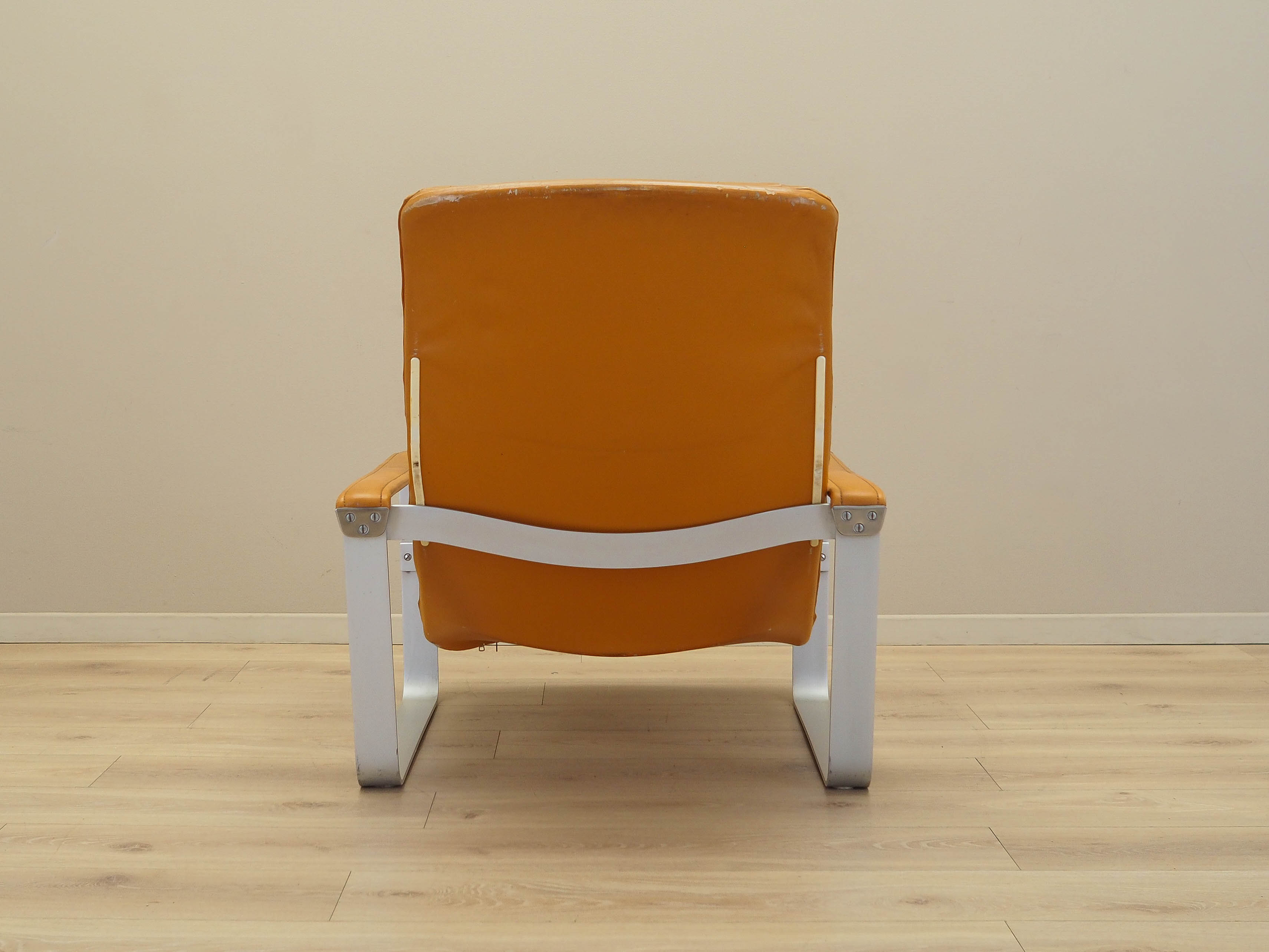 Lounge Chair Metall Leder Orange 1960er Jahre