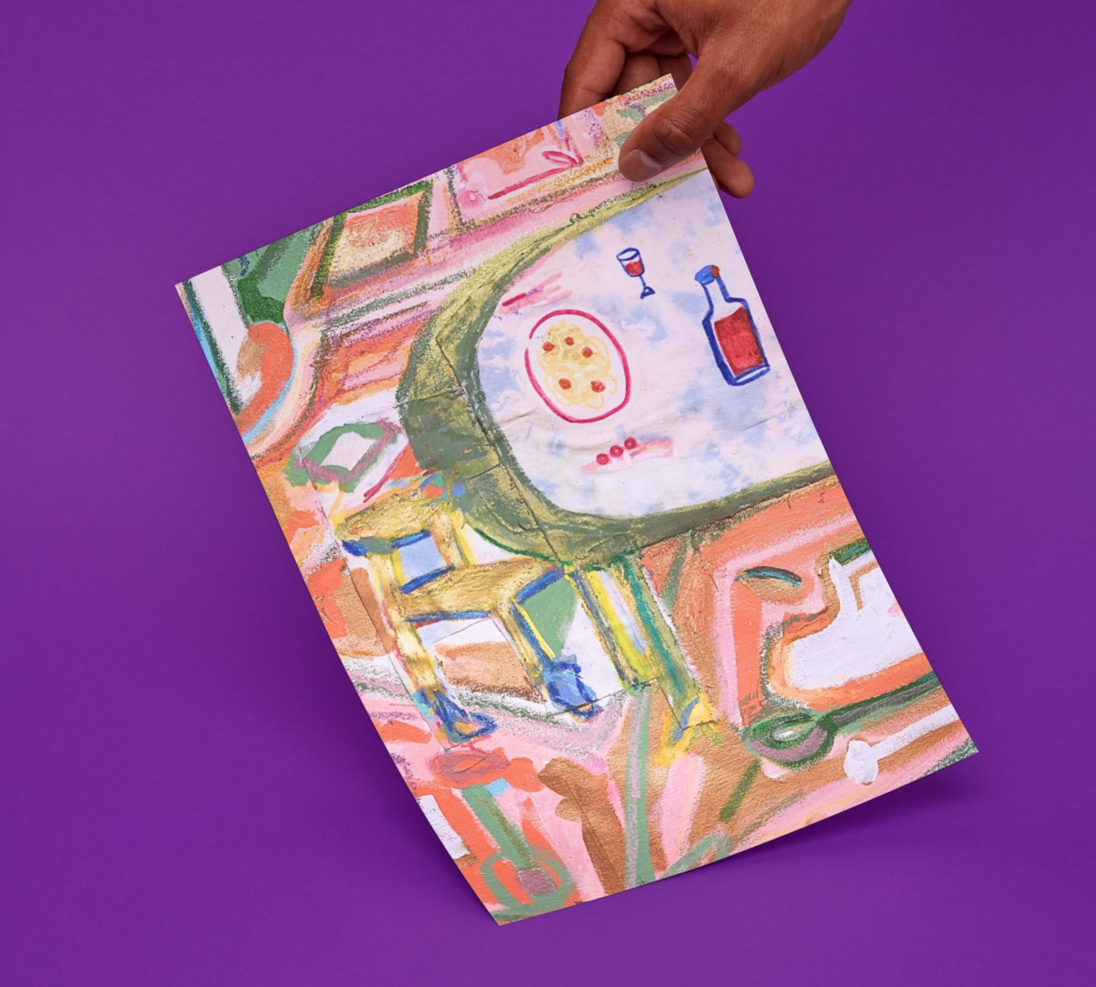Il Tavolo con arepa hallway Art printMulticolor