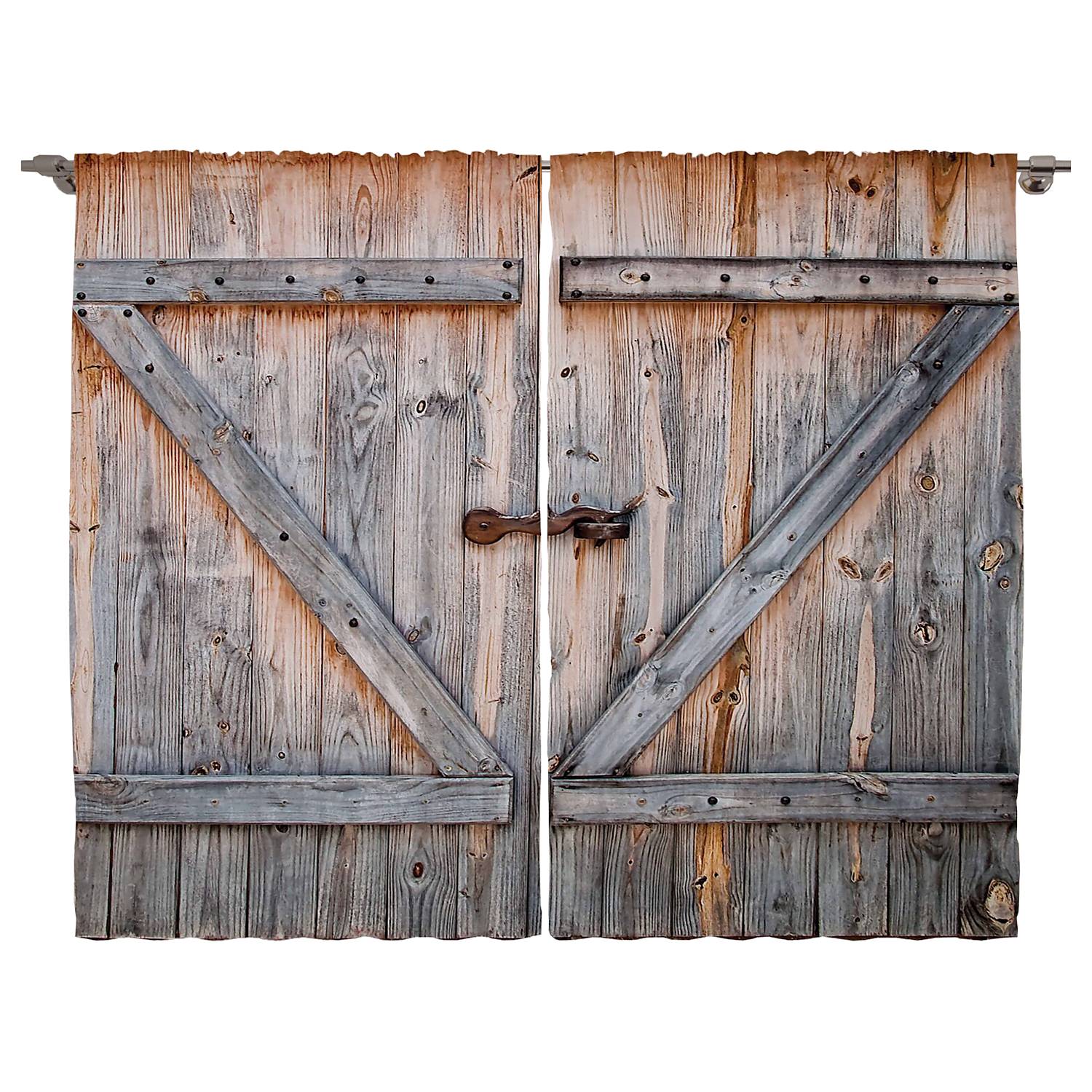 Ready-made curtain Rustic II Polyester Pale brown 140x245cm Set