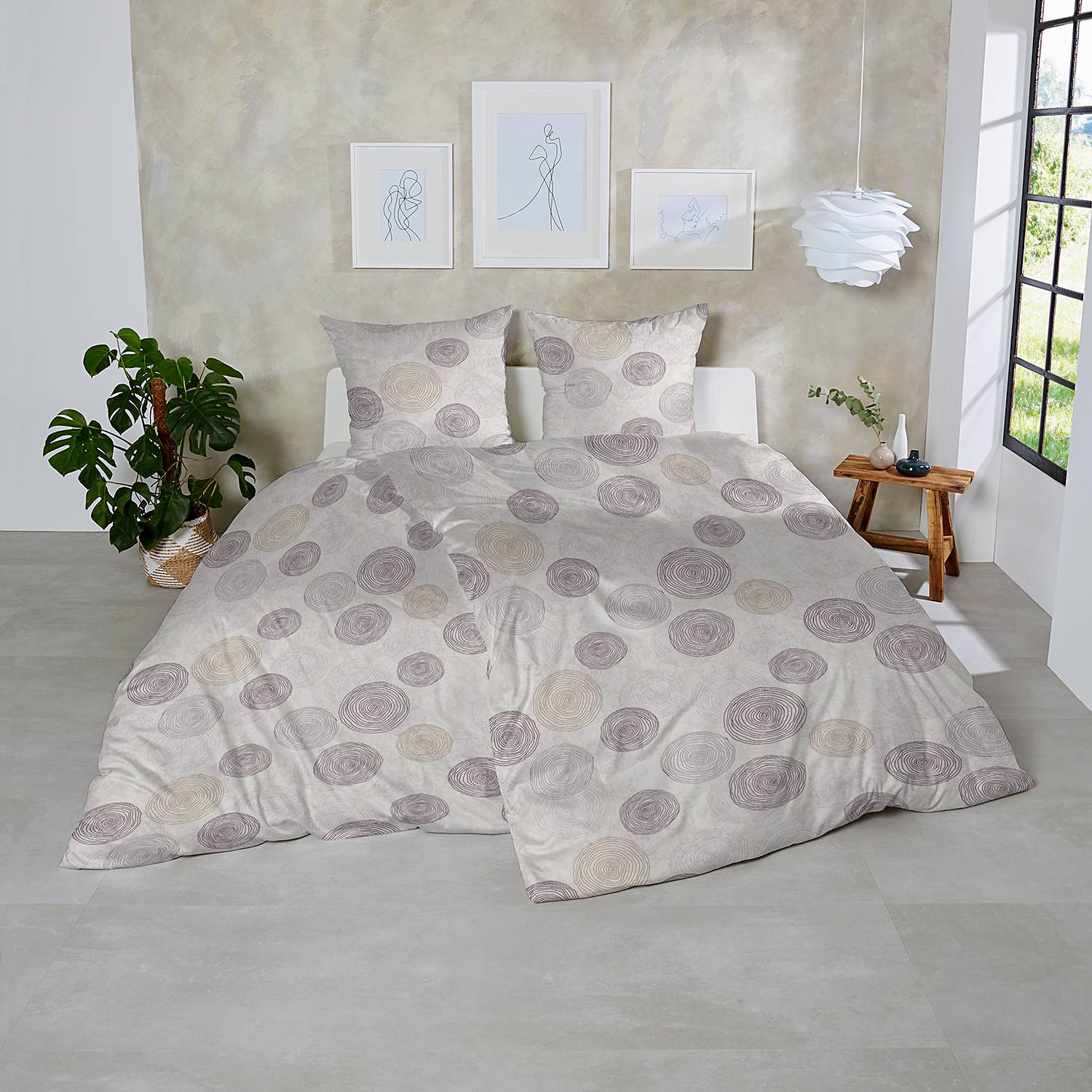 Rifa Bedding Cotton Grey Beige 135x200cm