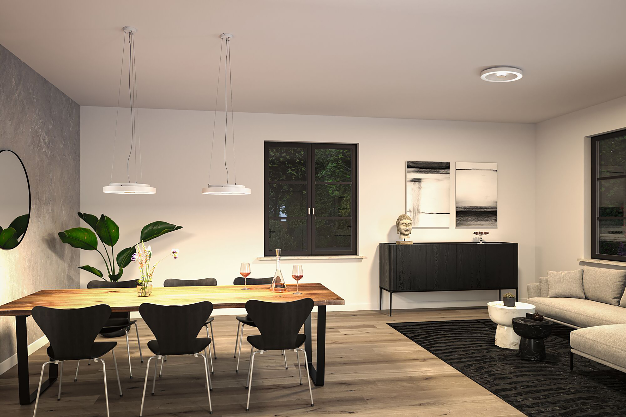 1-Light Volea LED Ceiling Light  White Silver Ø40cm
