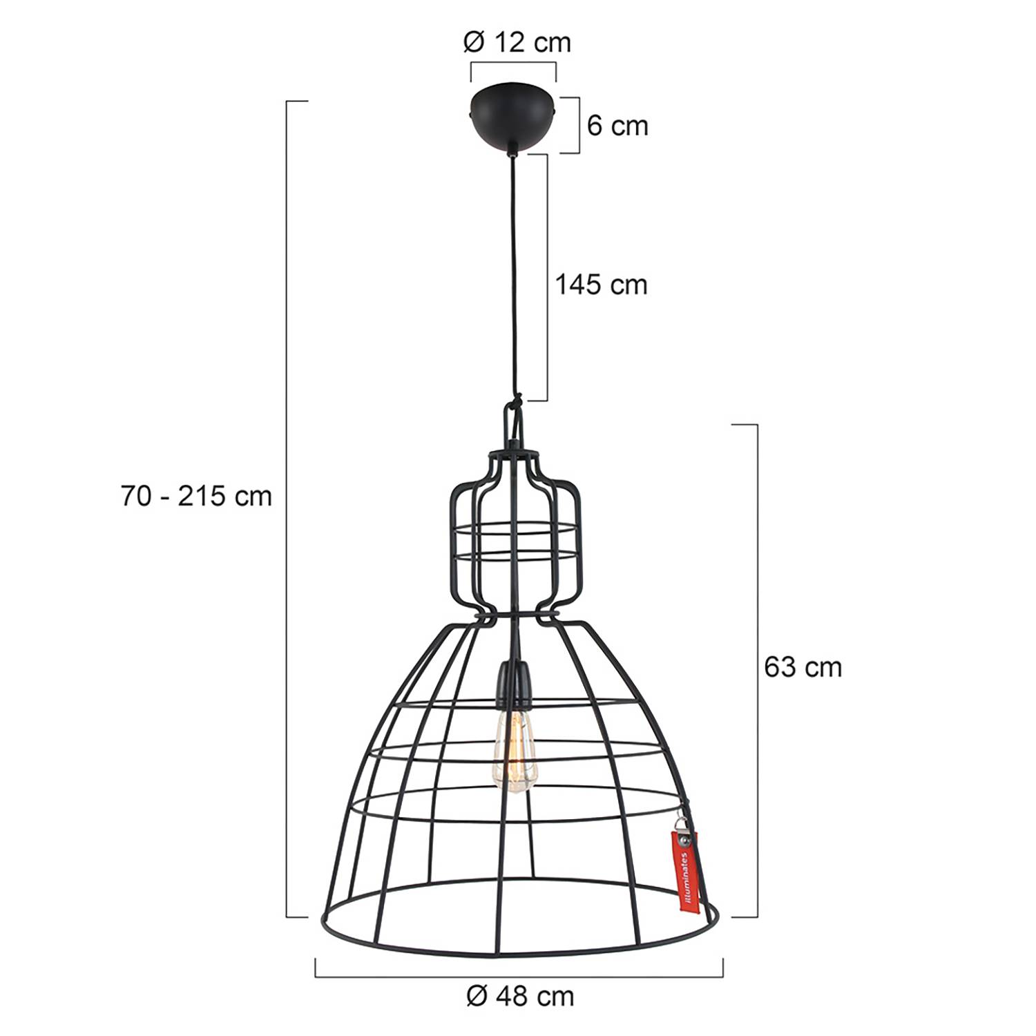 1-Light Mark Pendant Light Steel Black