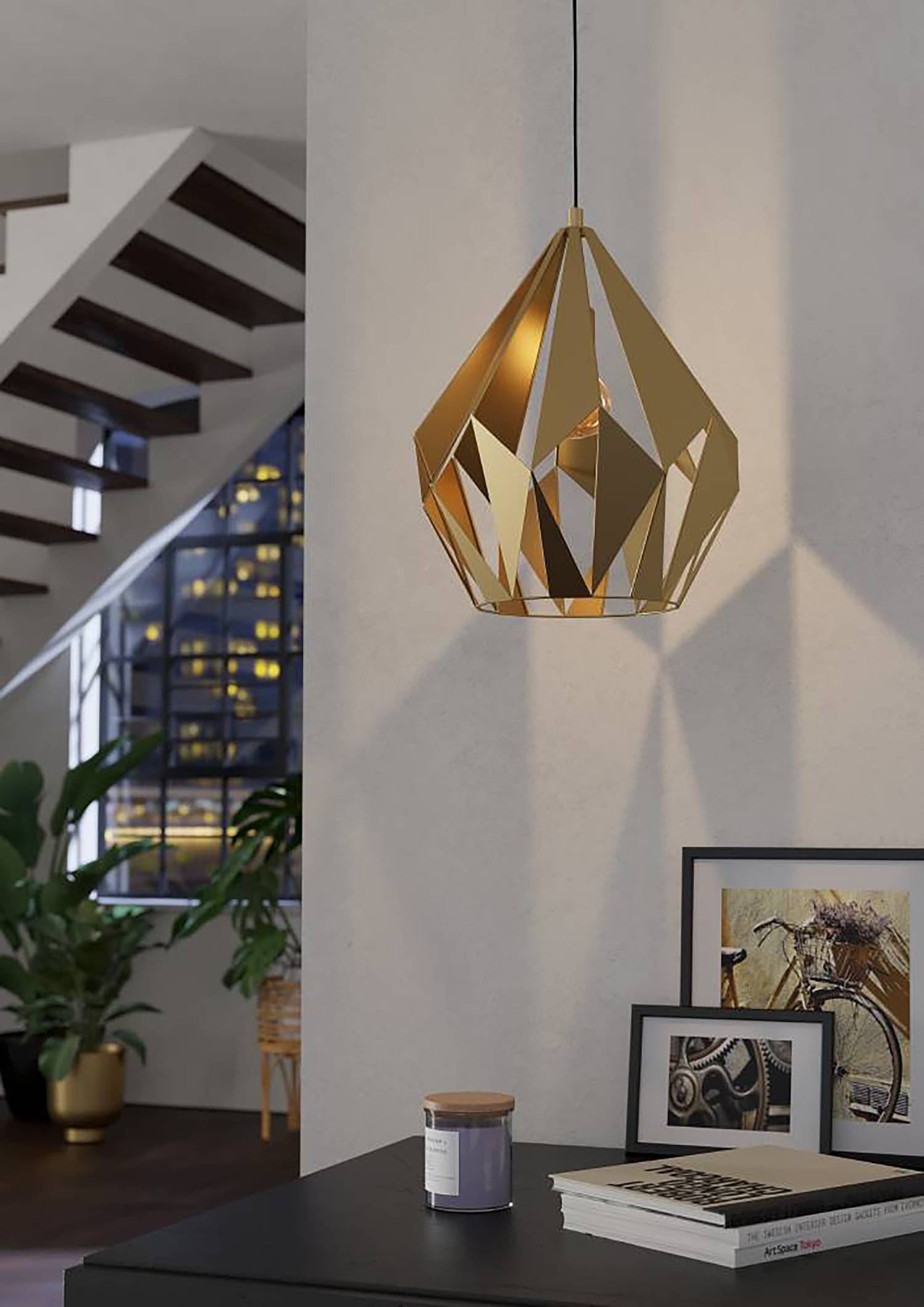 1-Flammig Carlton Pendelleuchte Stahl Gold Ø39cm