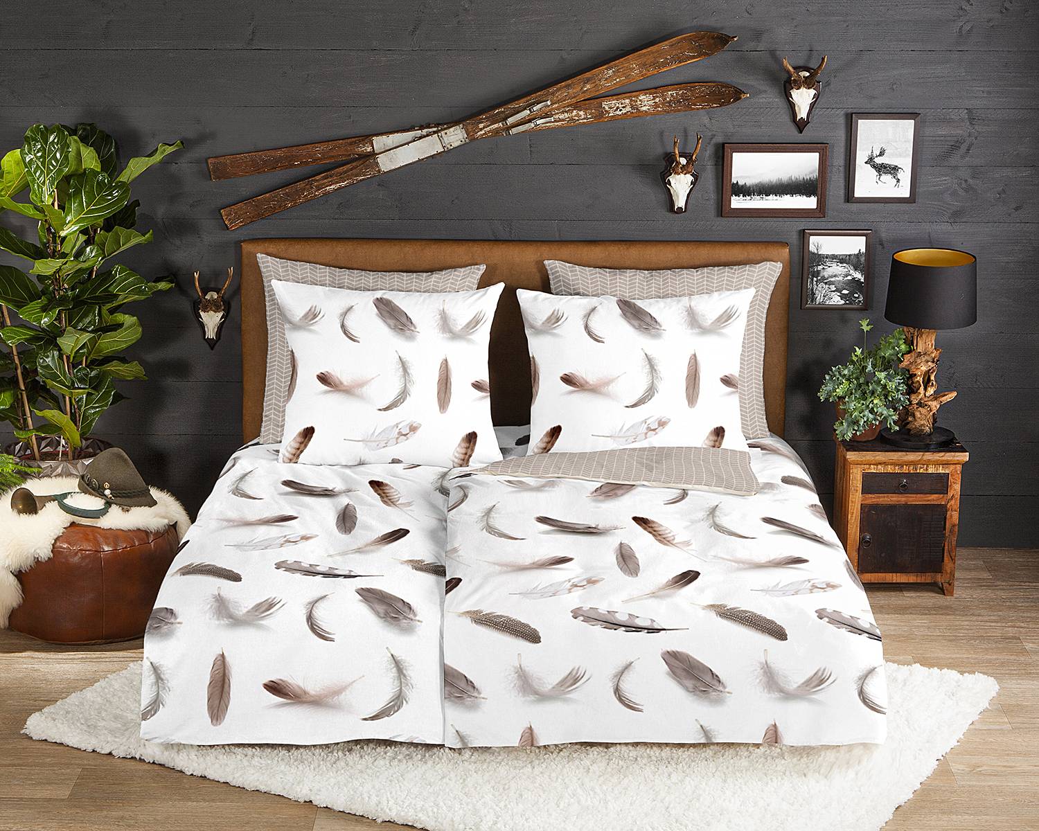 Feathers Bedding Cotton 135x200cm Pillow 80x80cm
