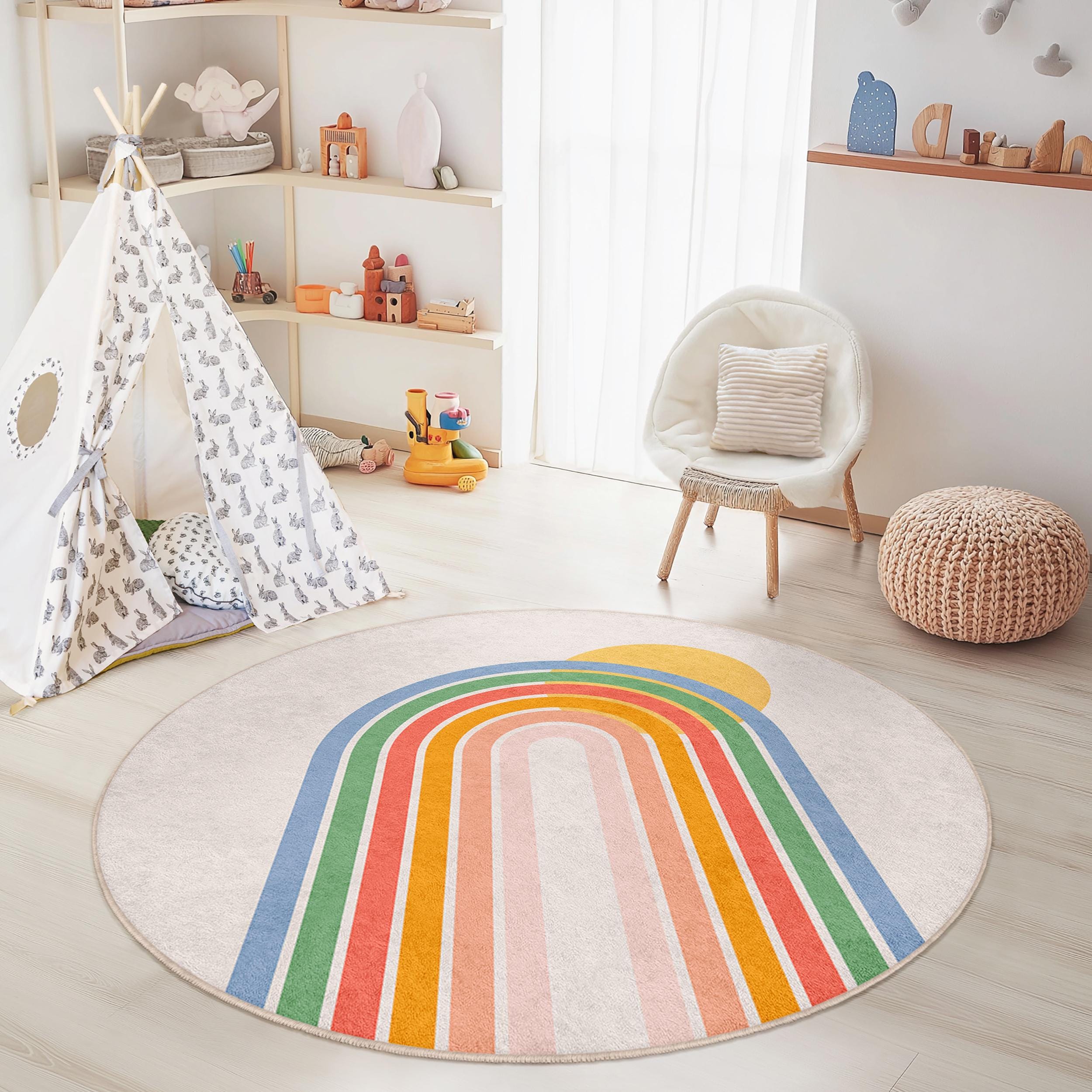 Regenbogen Kinderteppich Mehrfarbig Ø120cm