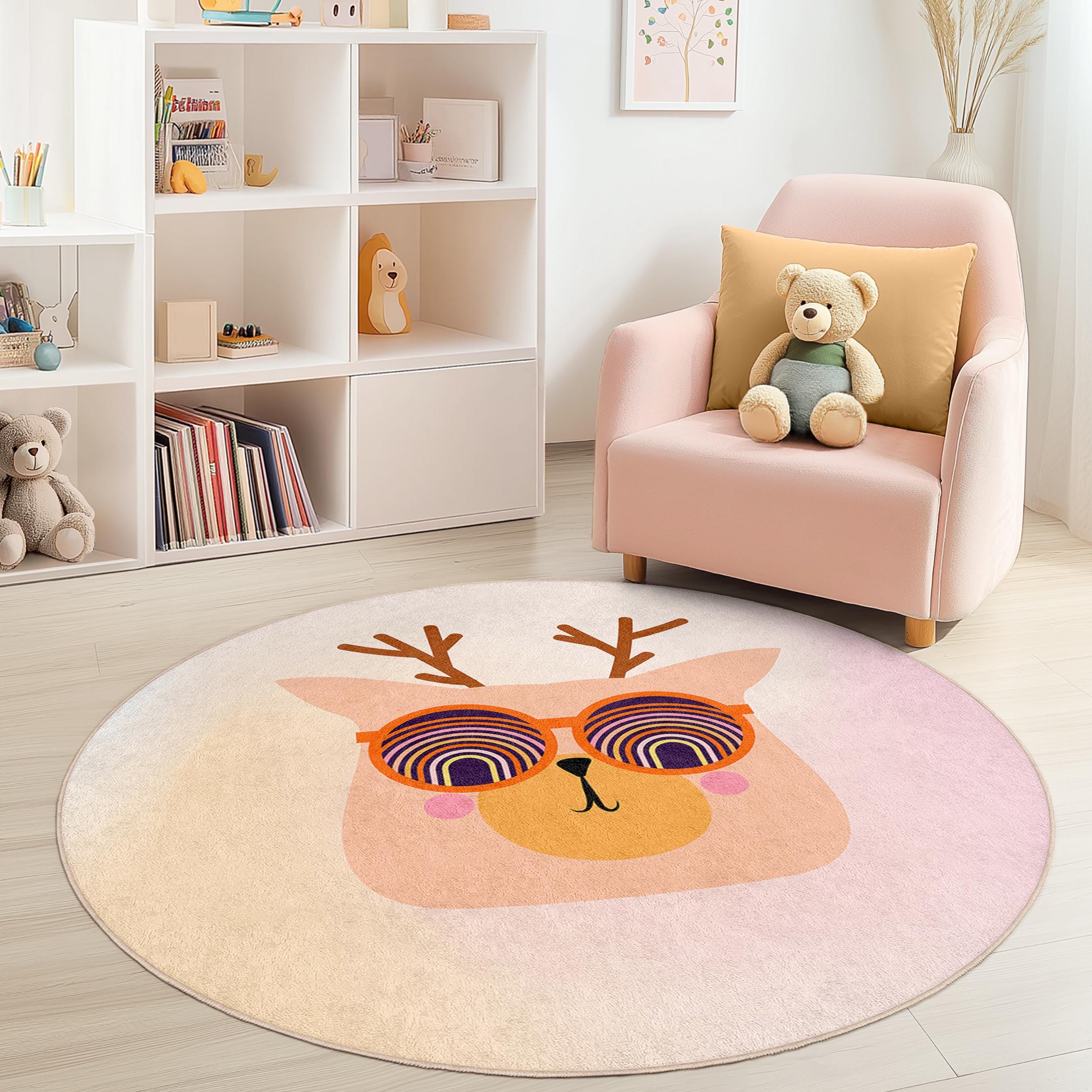Cartoon-Design Children's Rug Multicoloured Ø180 cm