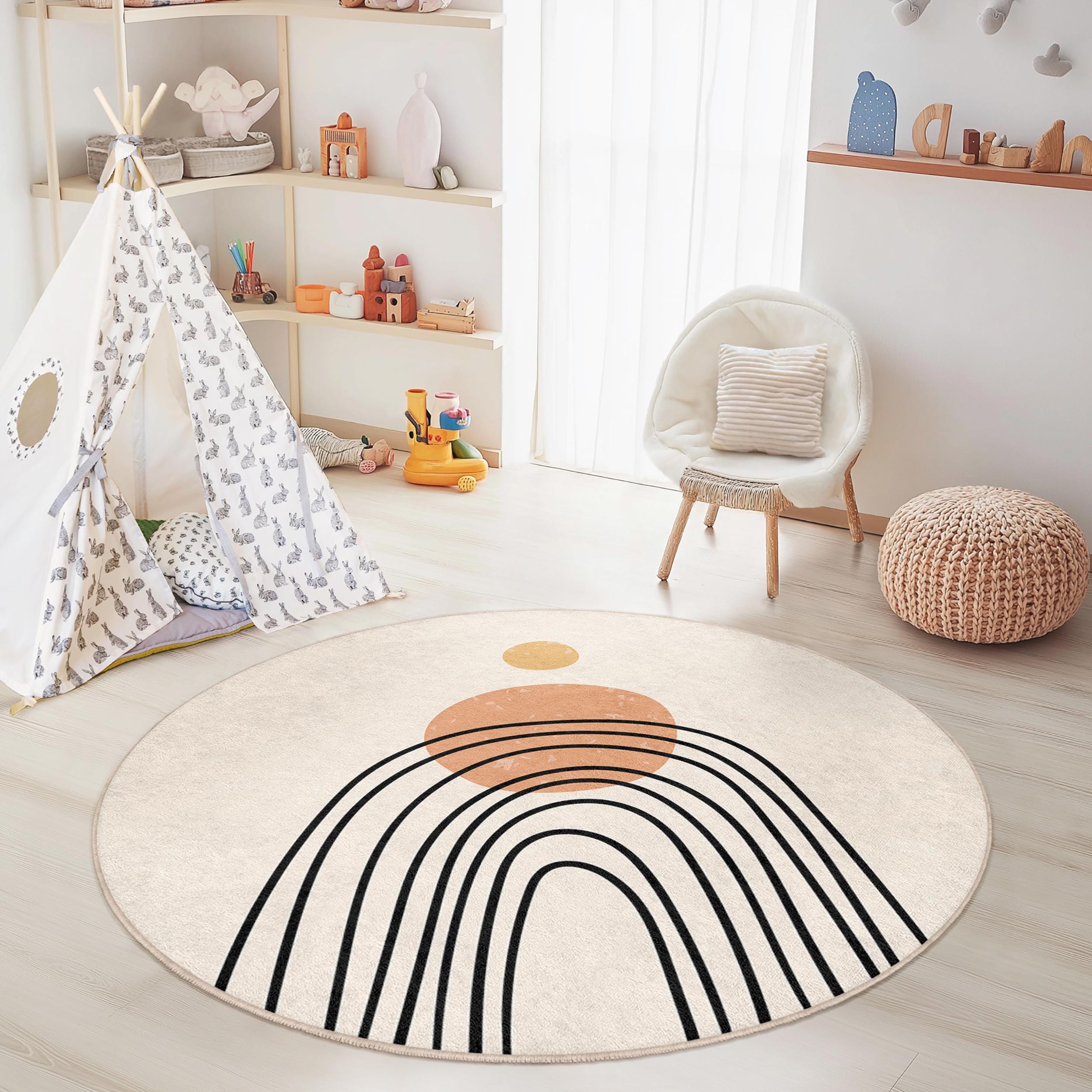 Boho-Bogen Kinderteppich Mehrfarbig Ø180cm