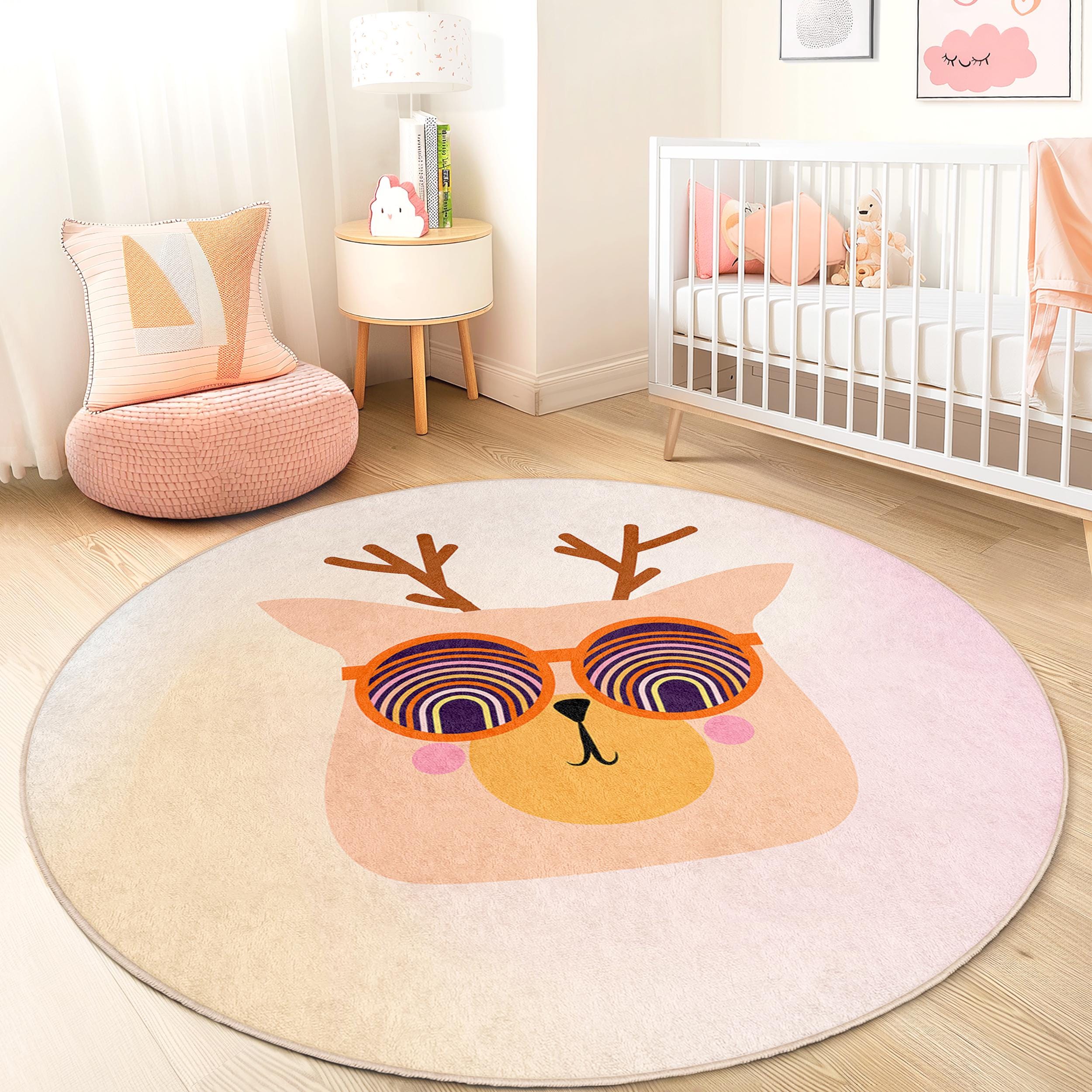 Cartoon design children's rug Multicolor Ø120 cm