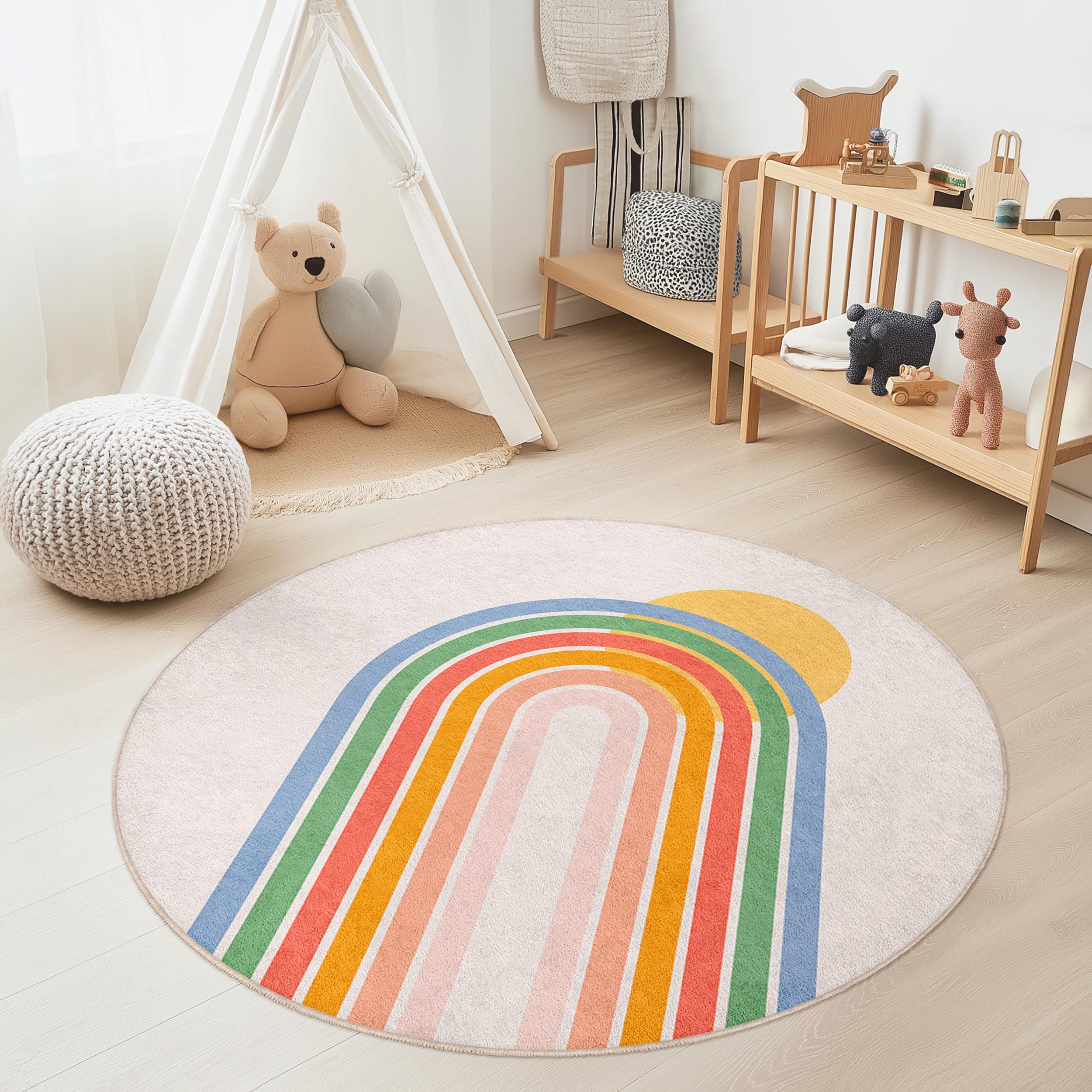 Regenbogen Kinderteppich Mehrfarbig Ø180cm
