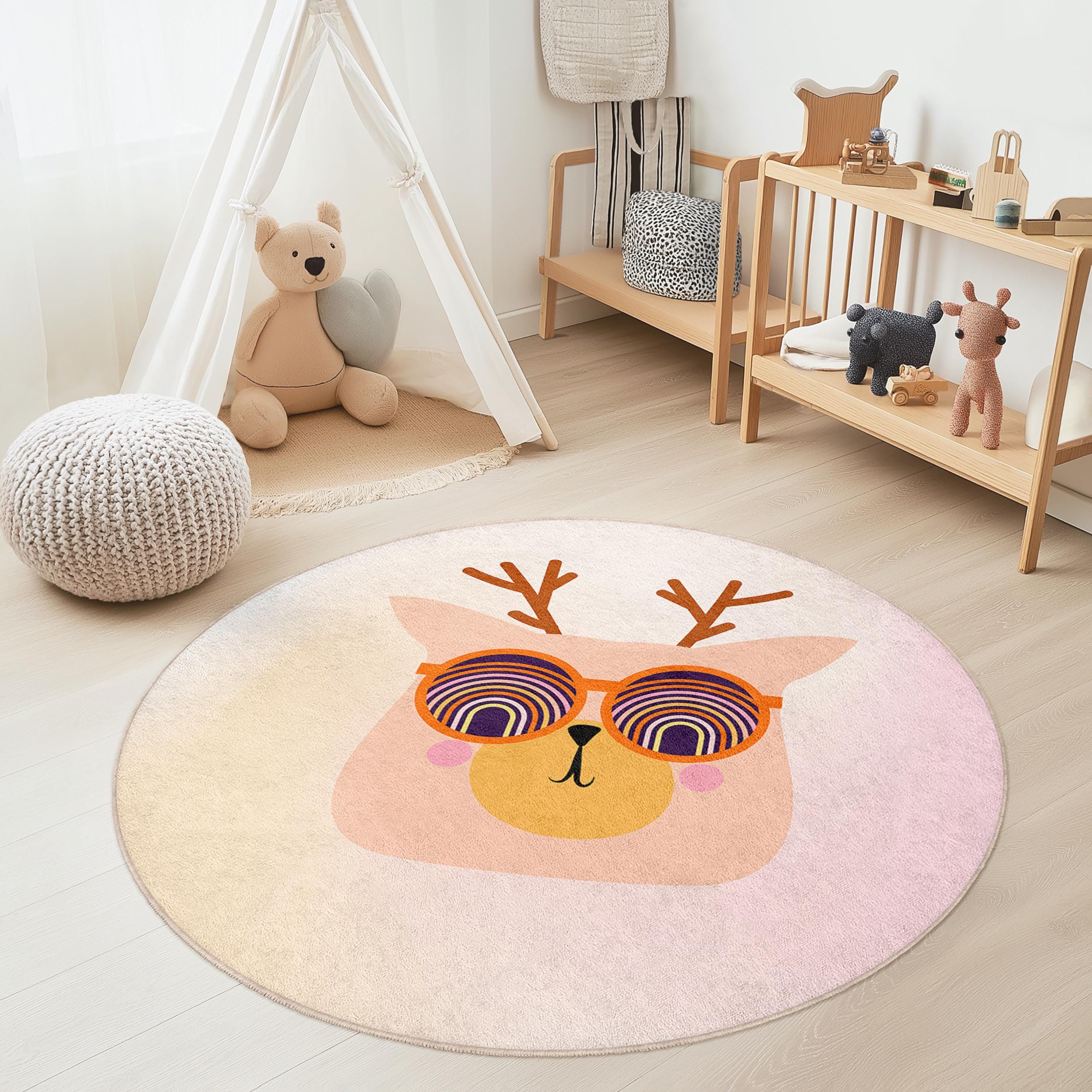 Cartoon-Design Children's Rug Multicolor Ø150 cm