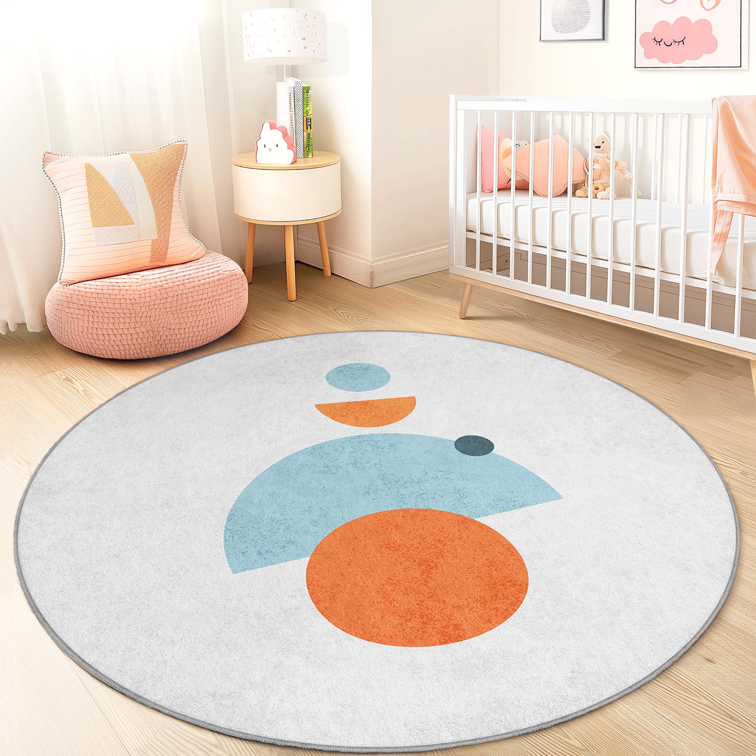 Geometric Pattern Children's Rug Multicolored Ø10cm