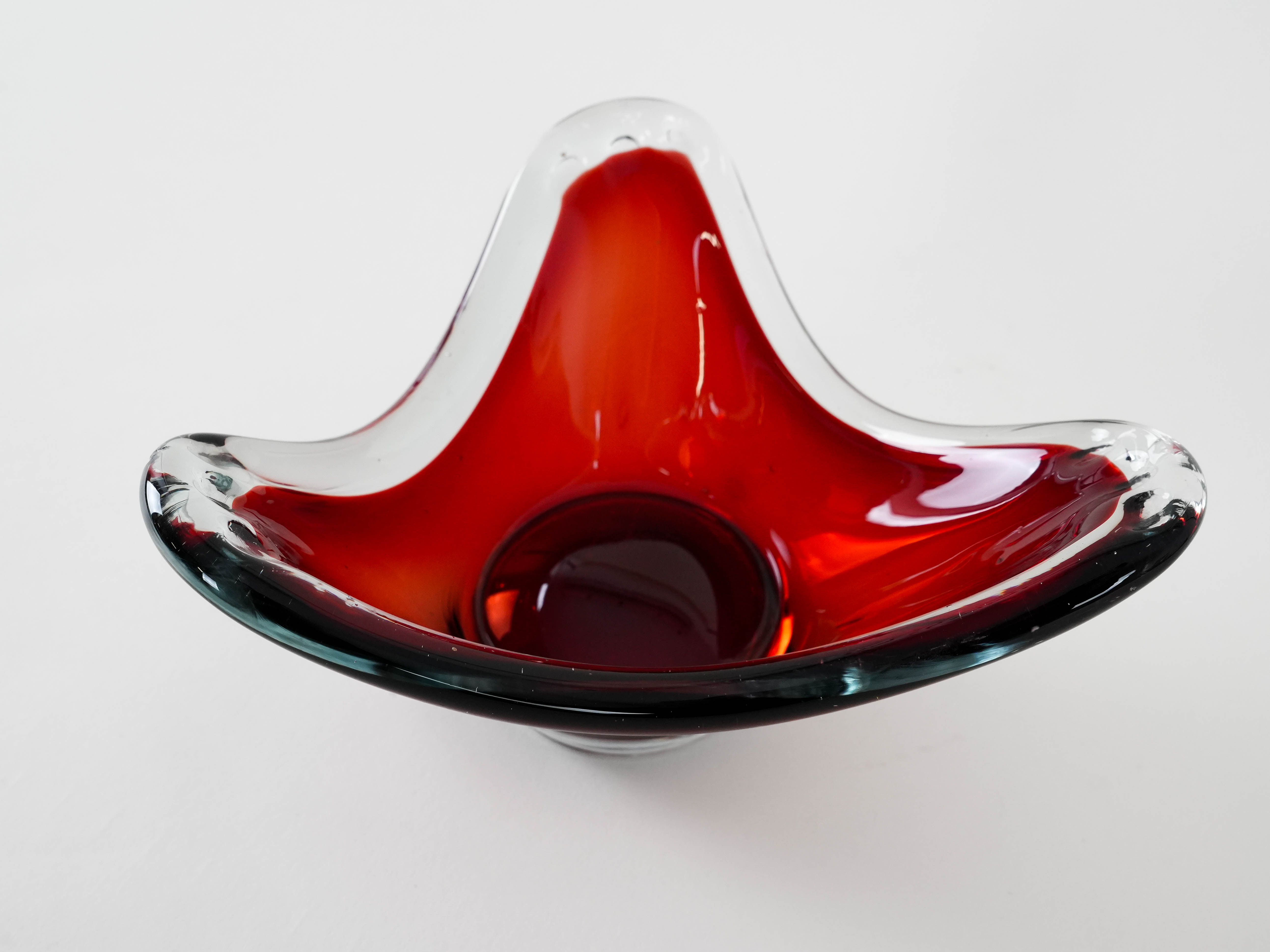 Ruby plate Murano glass 1960s