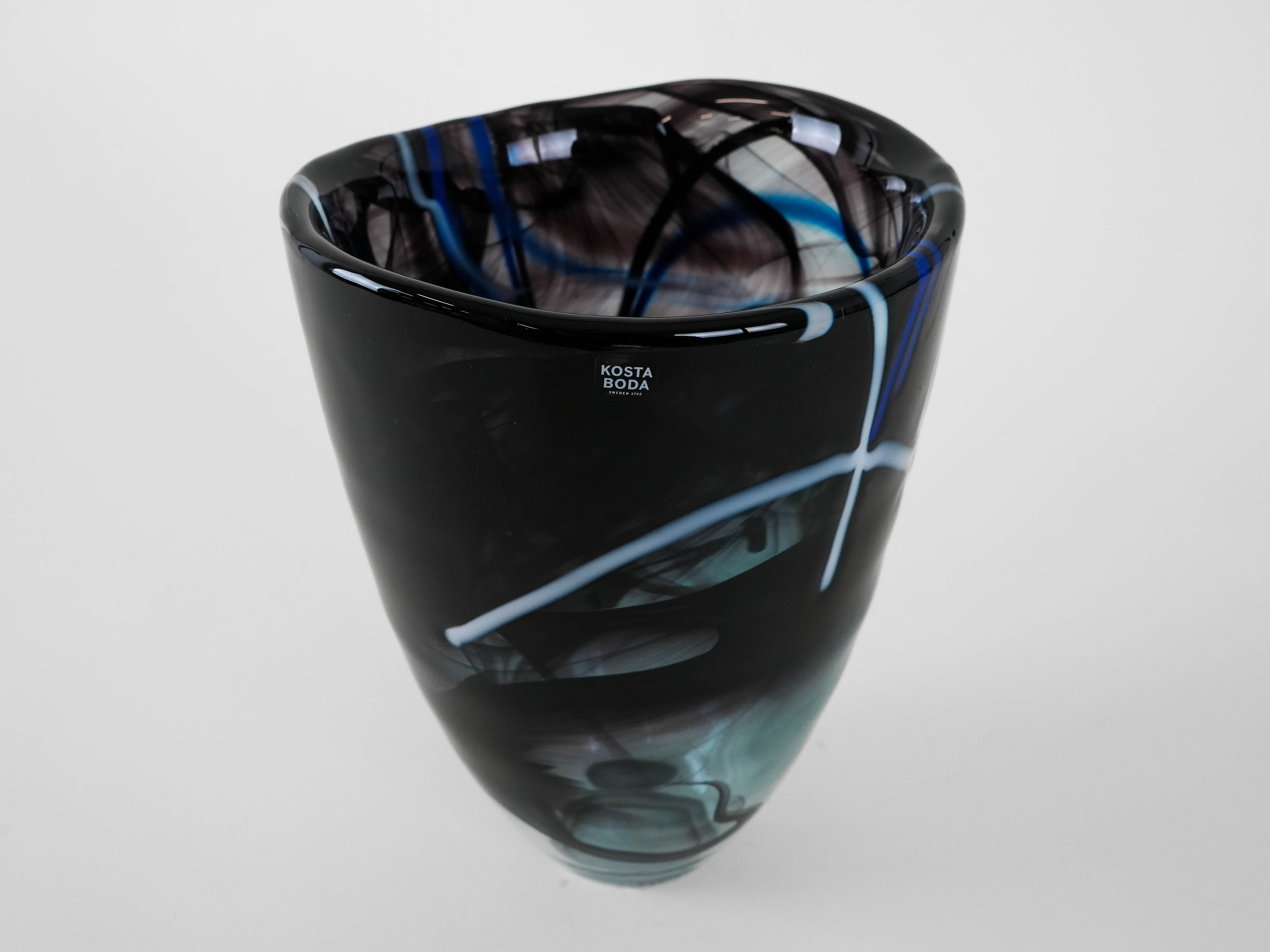Glass vase Blue 1980s