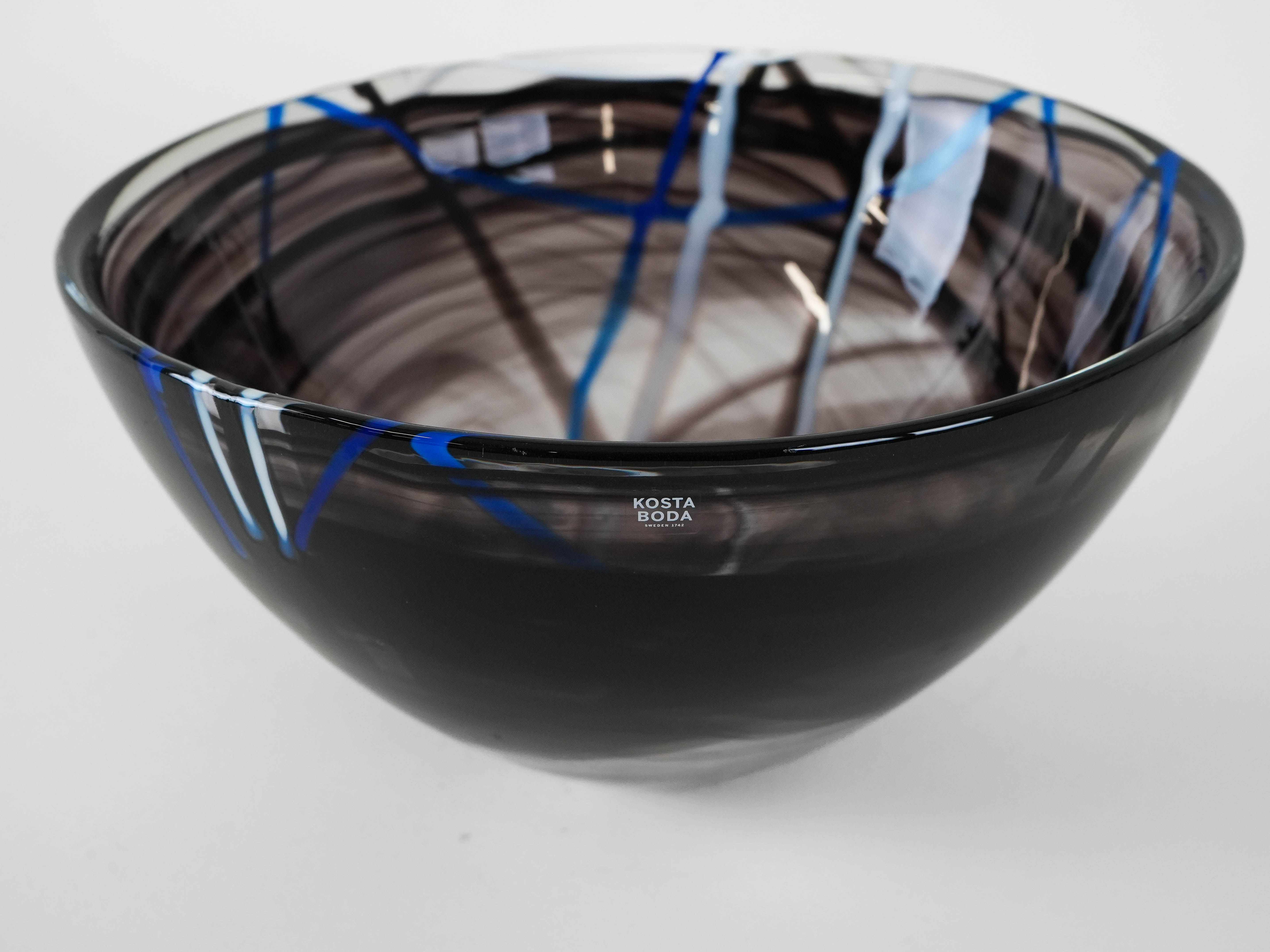 Contrast Glass Bowl Blue 1980s