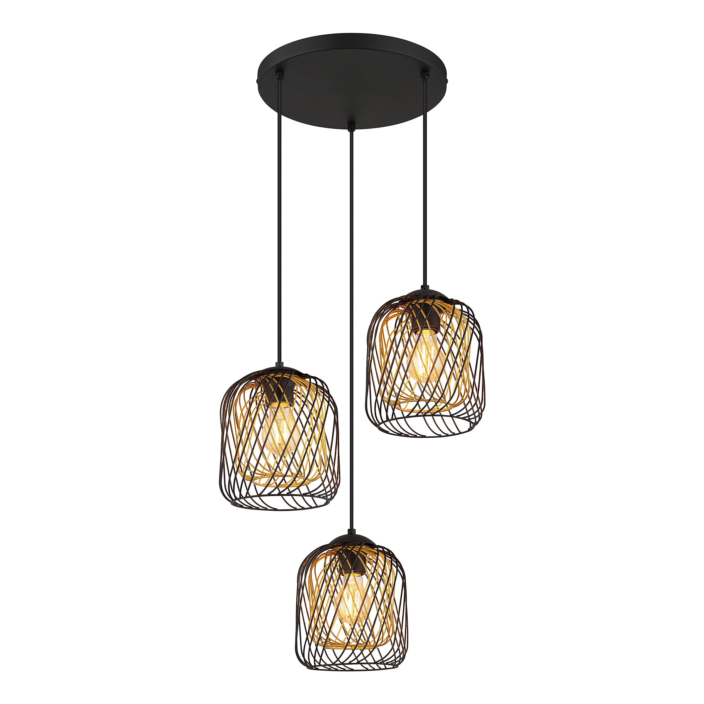 3-Light Dichti Type B Pendant Light Iron Black