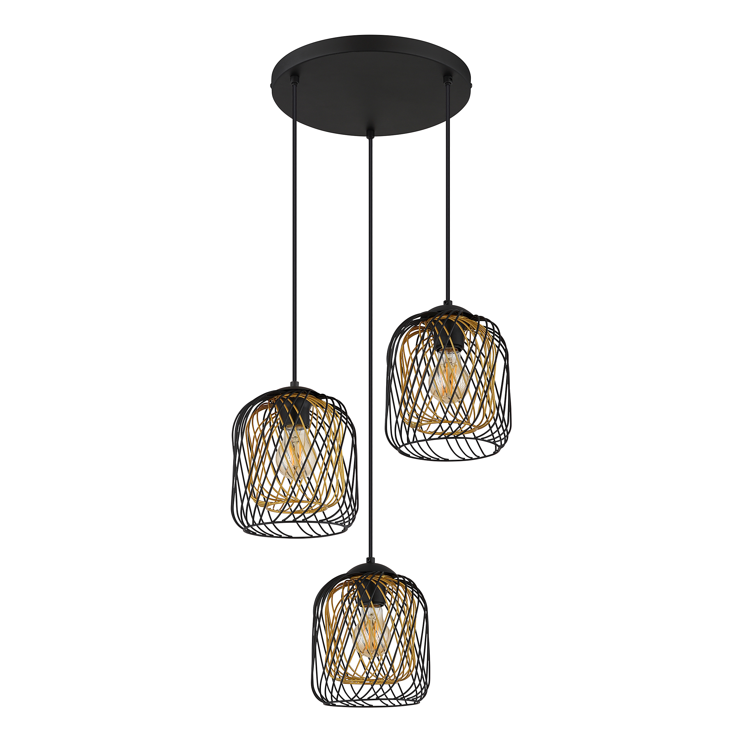 3-Light Dichti Type B Pendant Light Iron Black