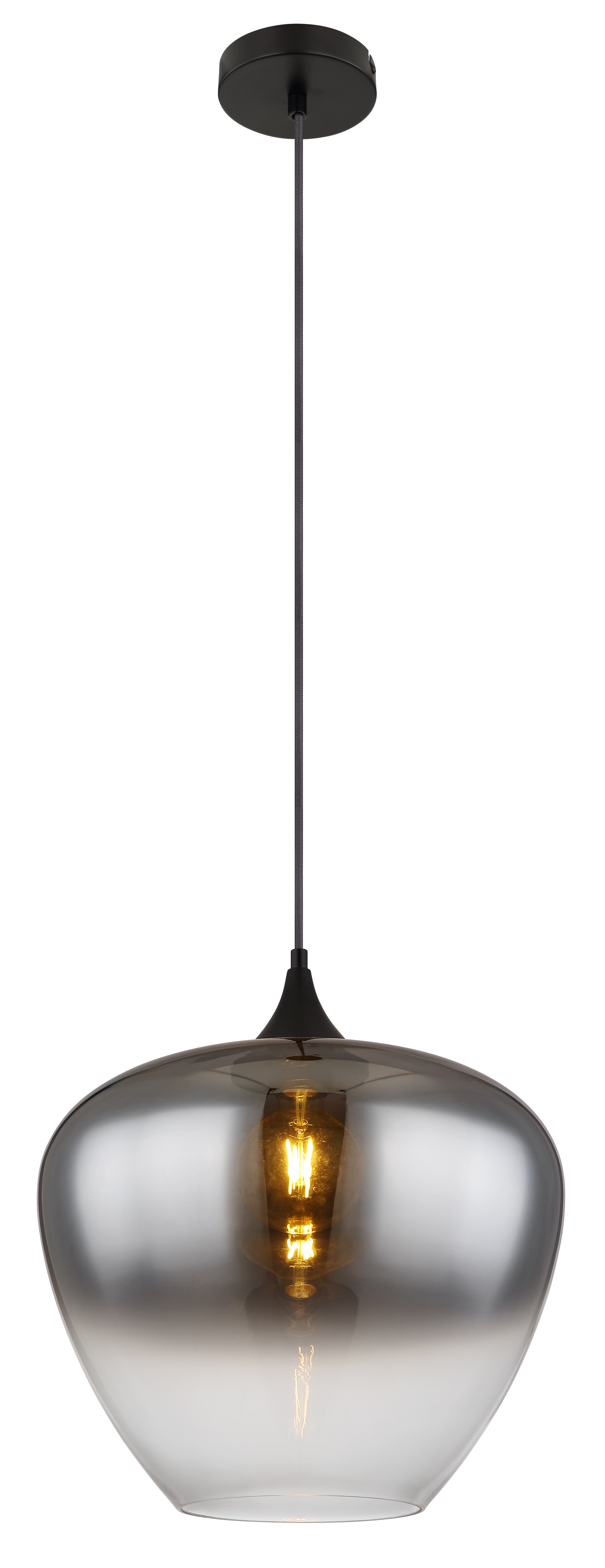 1-Light Maxy Type Pendant Light Smoked Glass Iron