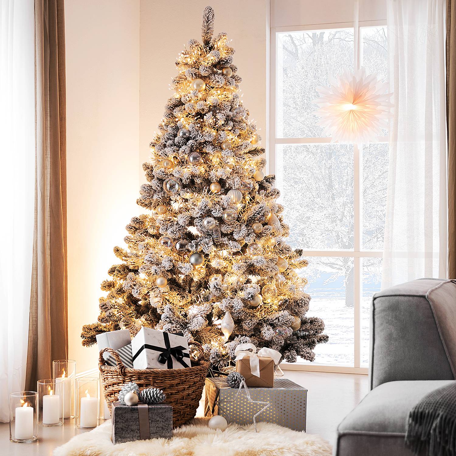 TREE OF THE MONTH Snow Christmas tree PVC Green