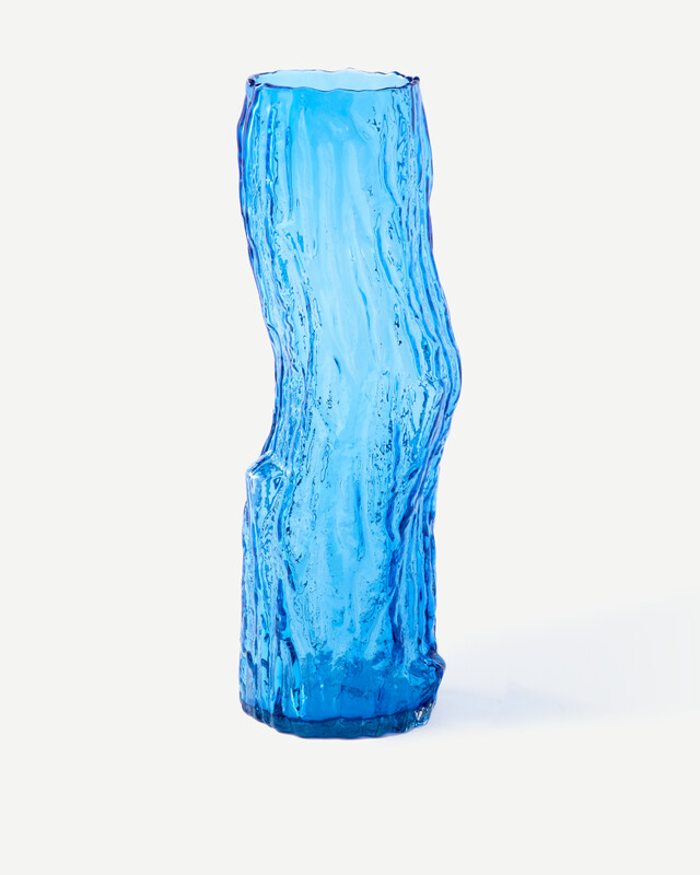 Log vase glass blue