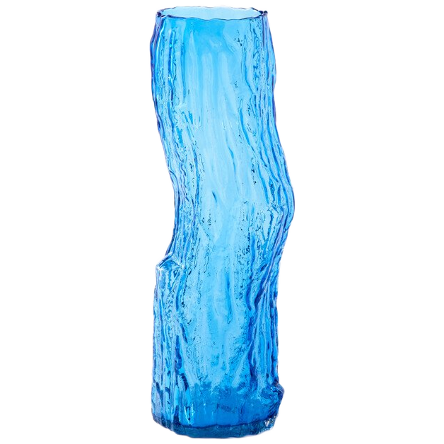 Log vase glass blue