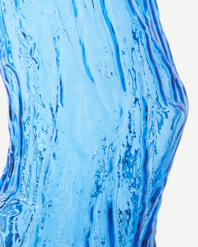 Log vase glass blue