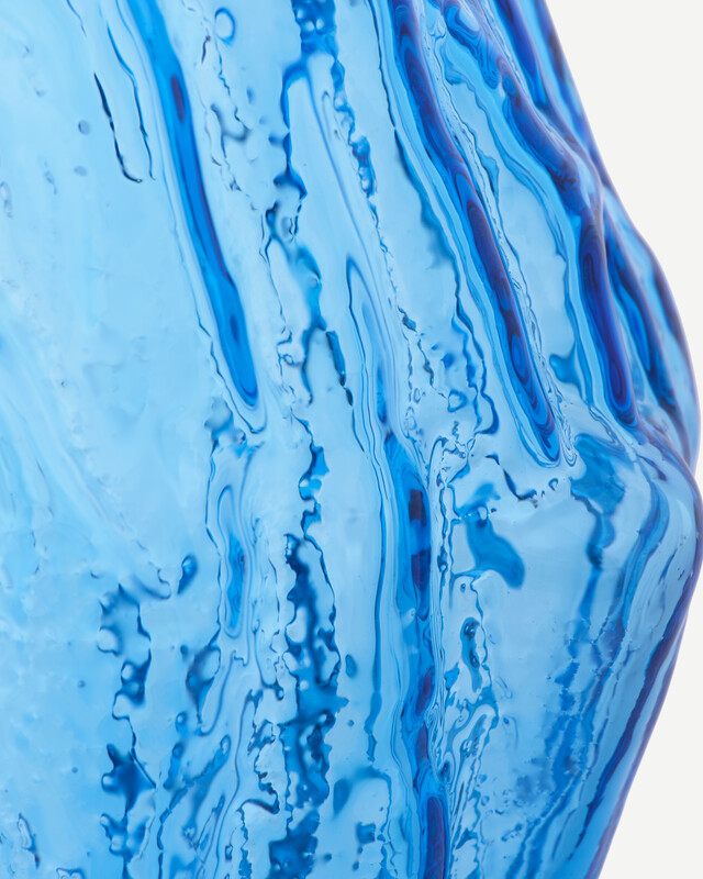 Log vase glass blue