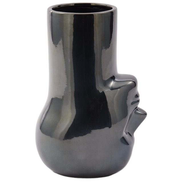 Long Neck Upside Down Vase Ceramic Black