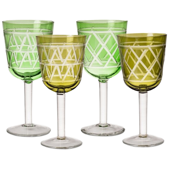 4x Tie Up Wine Glasses Set Multicolor