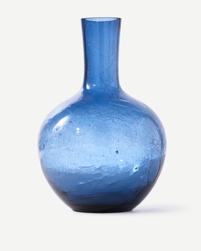 Cracked ball vase Glass Blue