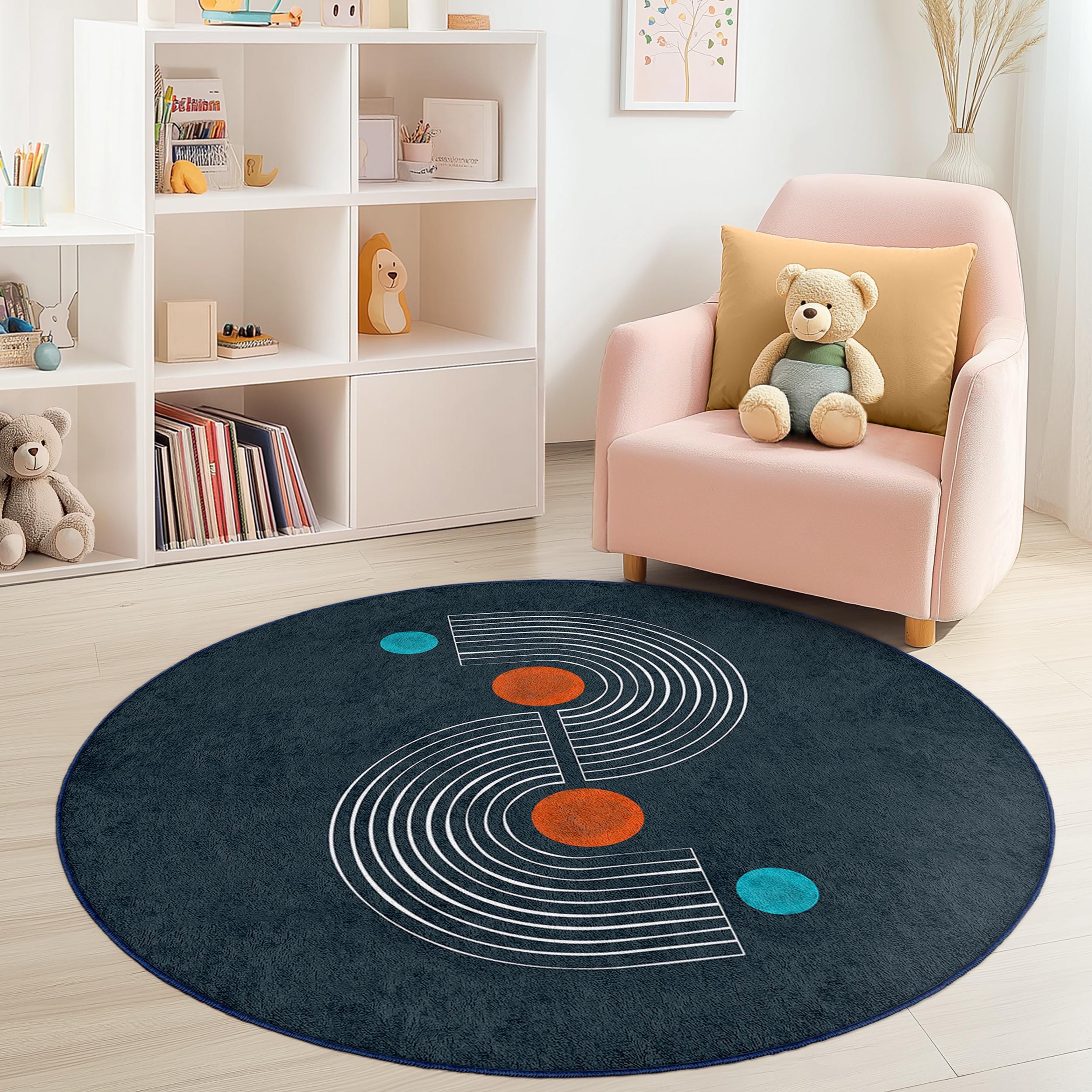 Circular pattern children's rug Multicolored Ø120cm