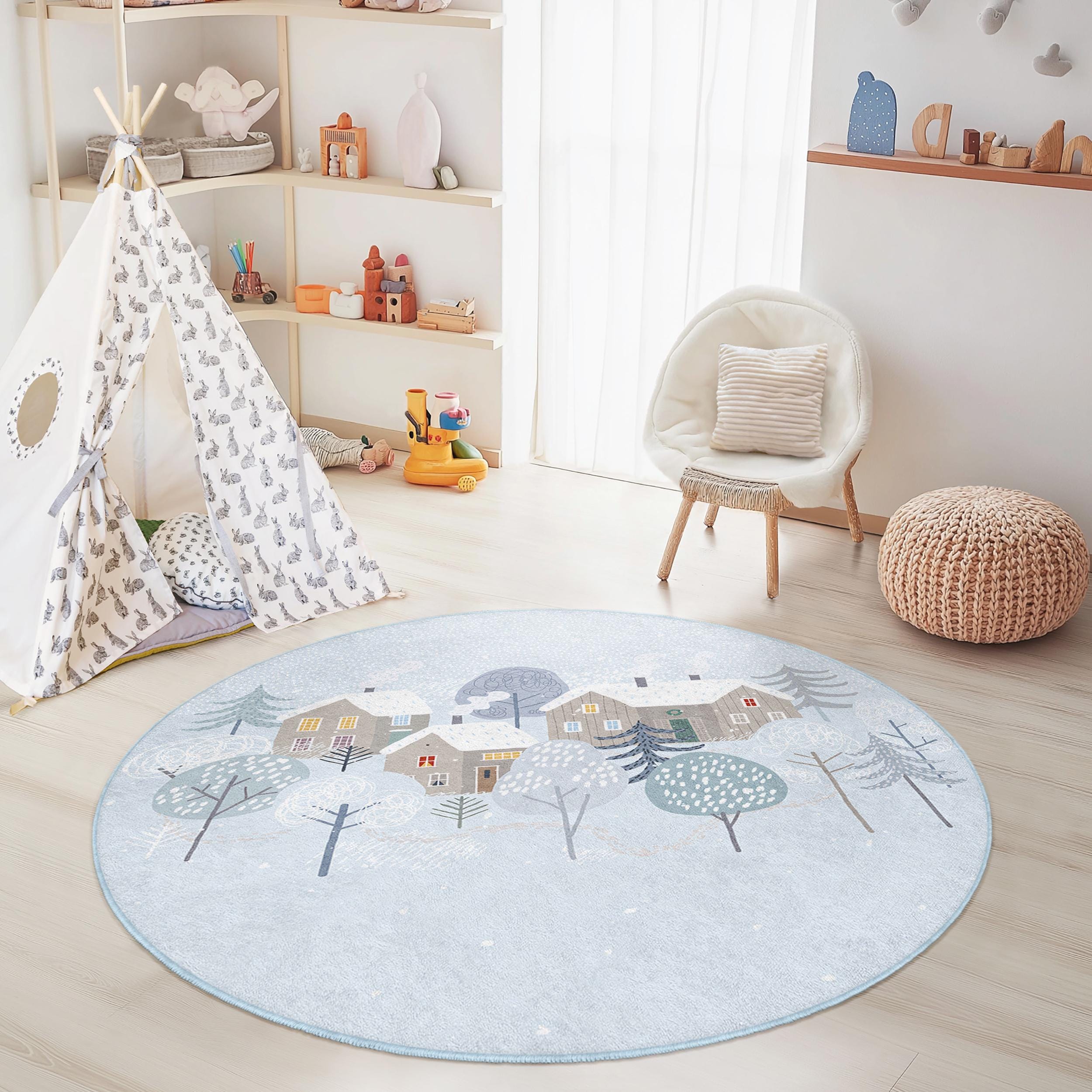 Winter Wonderland Kinderteppich Mehrfarbig Ø180cm