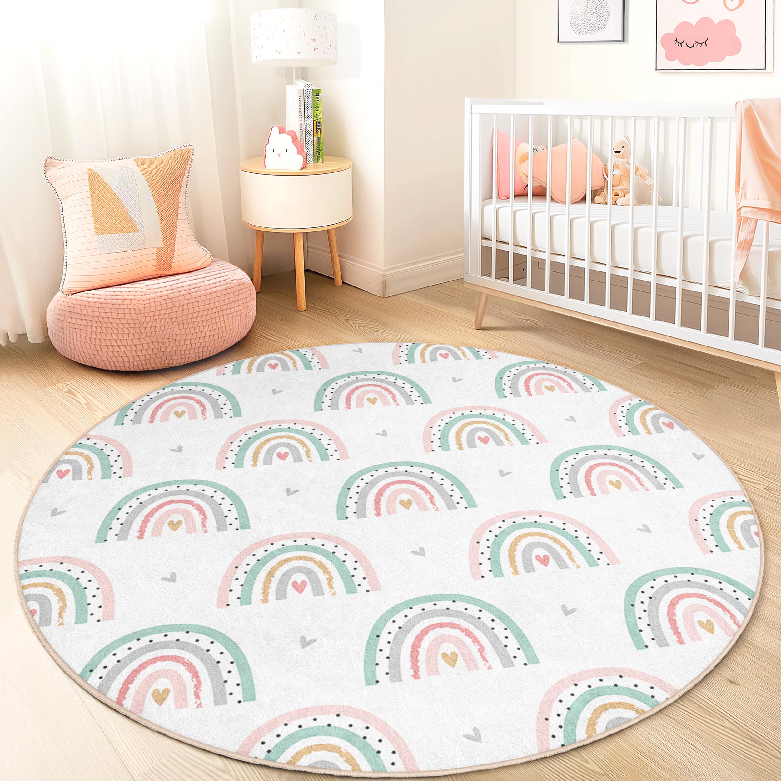Regenbogen Kinderspielteppich Mehrfarbig Ø150cm